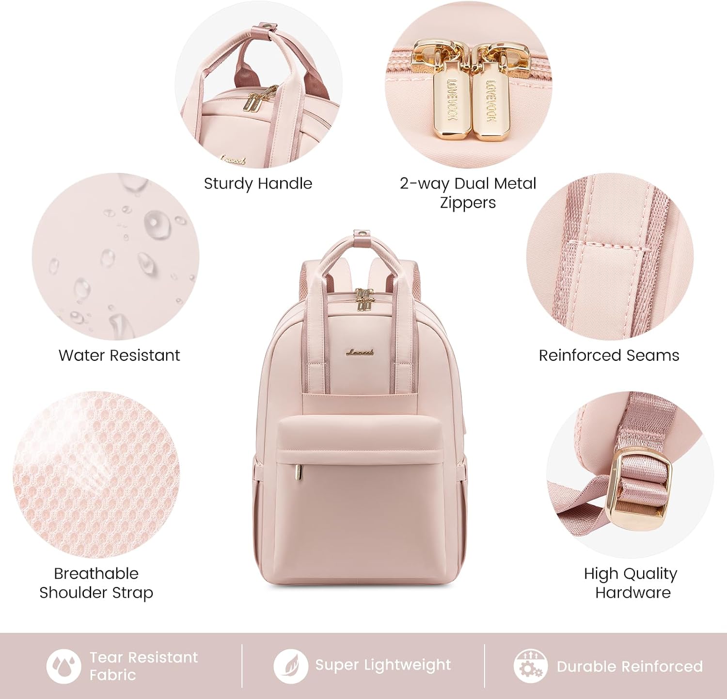Thumbnail 2 de LOVEVOOK Laptop Backpack 15.6 inch Pink