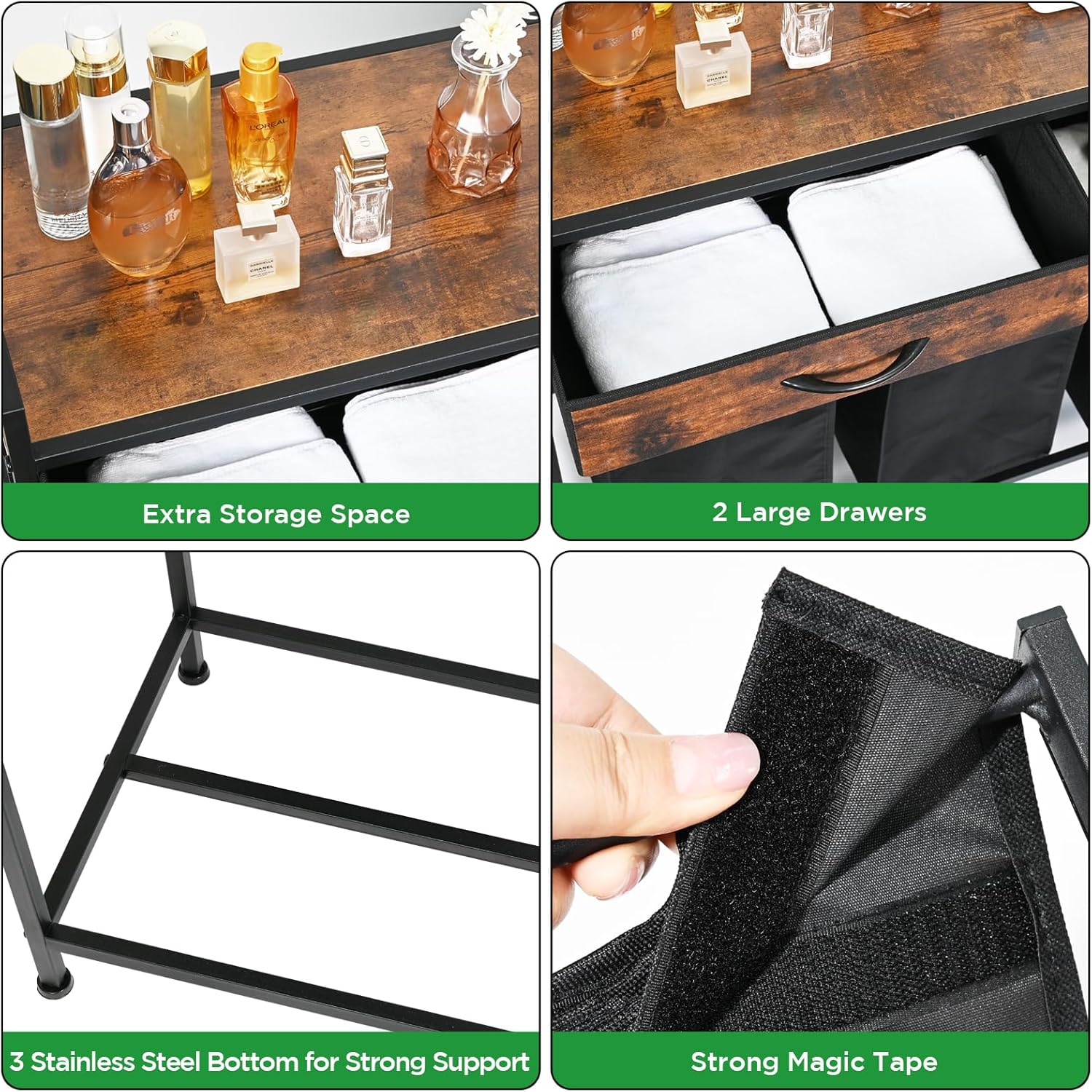 Thumbnail 5 de 3-Section Laundry Hamper Cart 180L with Shelf and Drawers