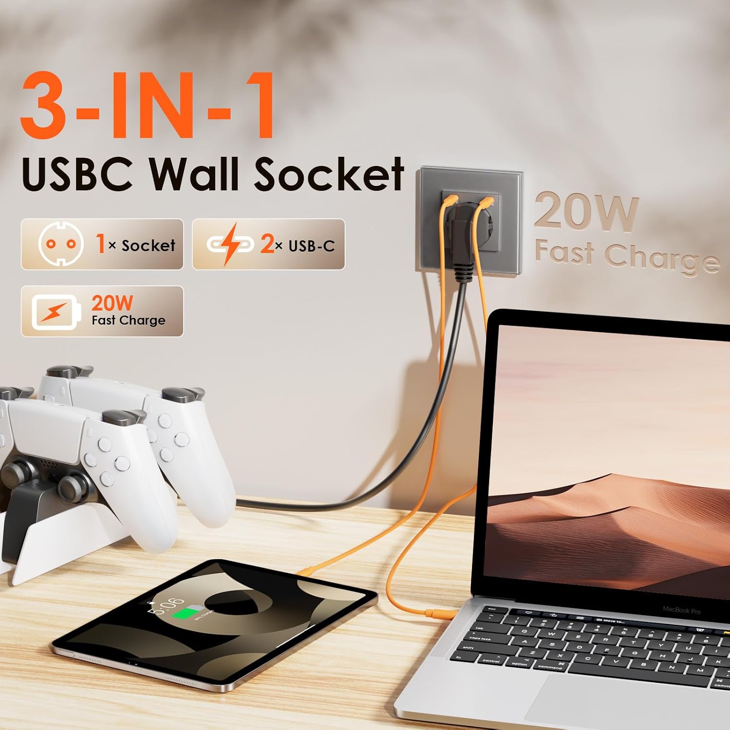 Detalle 2 de BSEED Enchufe de Pared USB C 20W