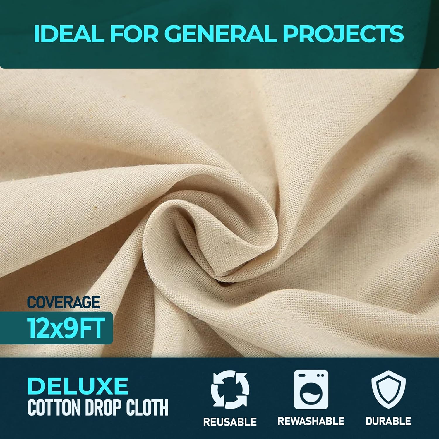 Thumbnail 1 de CS Extra Large Cotton Dust Sheets for Decorating (3.6x2.7m / 12x9ft)