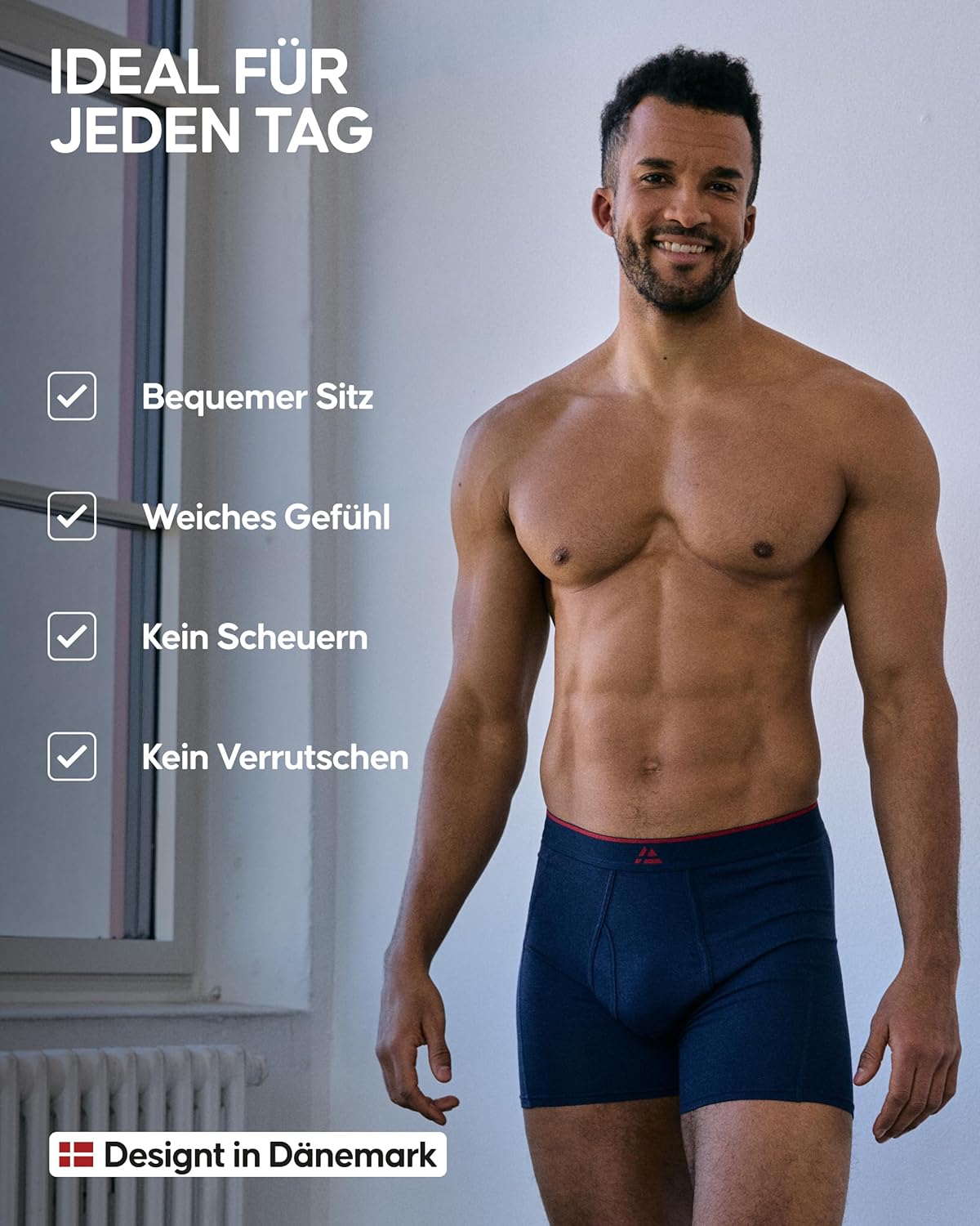 Detalle de DANISH ENDURANCE 3er Pack Bambus Boxershorts Herren – ultraleicht, atmungsaktiv und etikettfrei