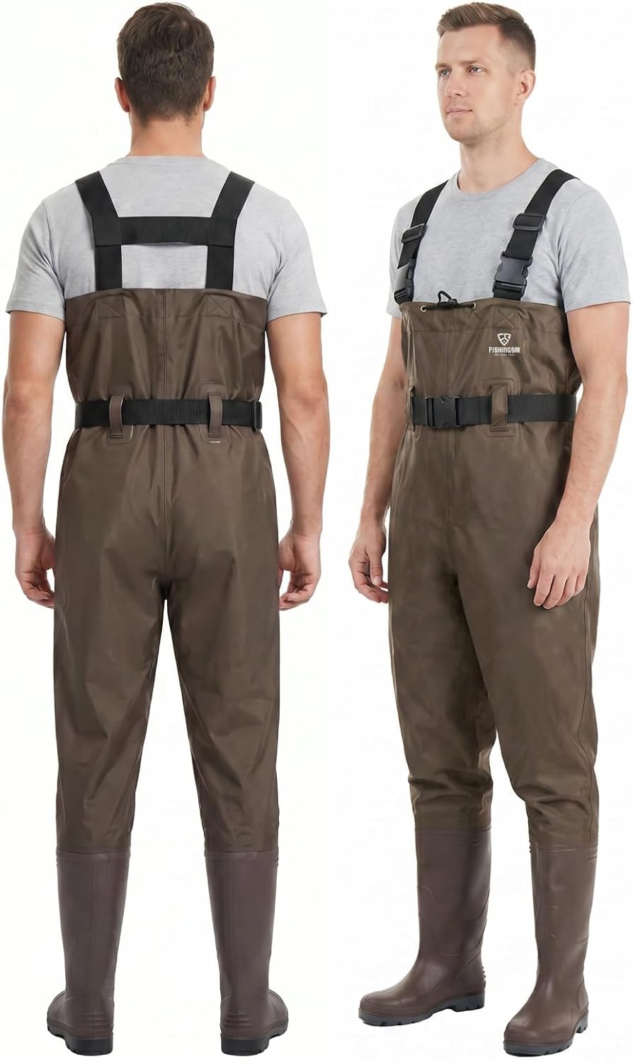 Detalle de FISHINGSIR Fishing Waders for Men — 2-Ply Nylon/PVC Waterproof Bootfoot Chest Wader