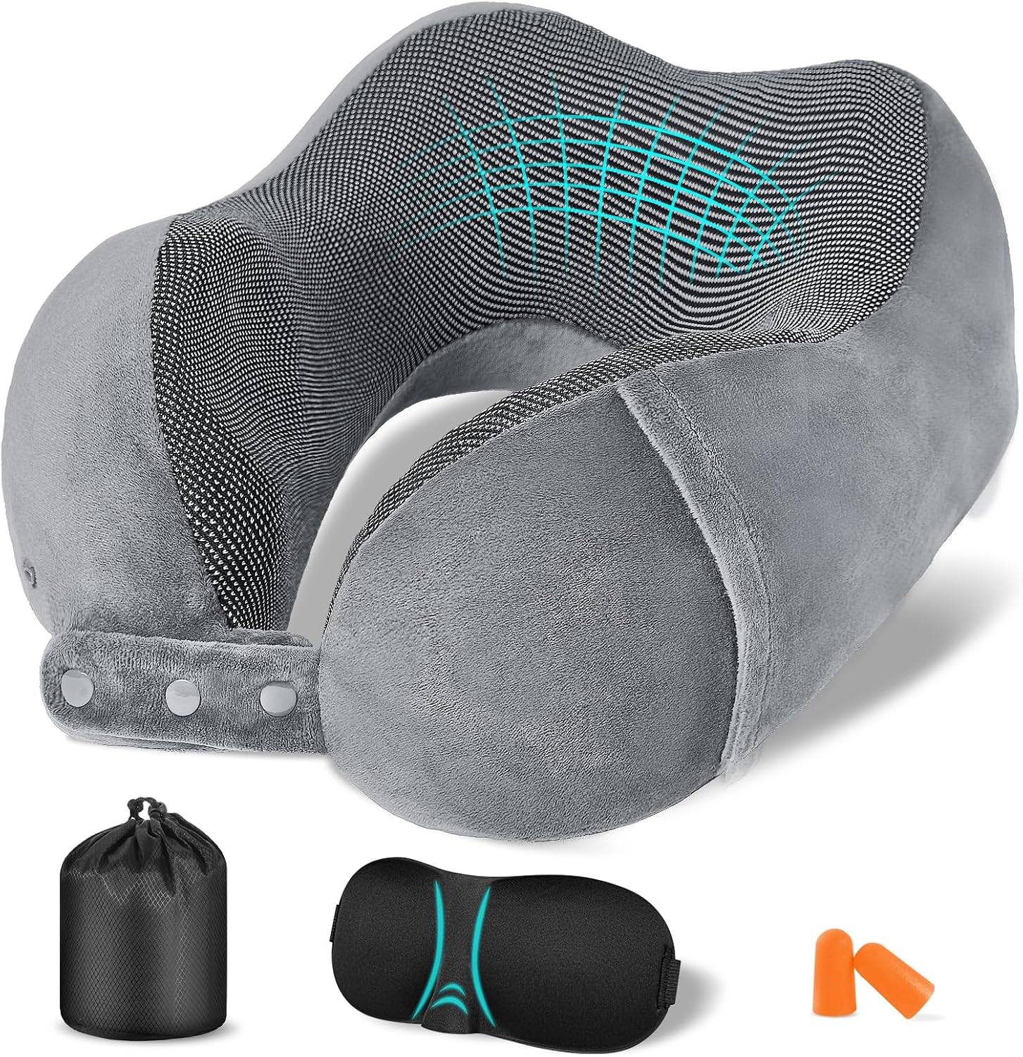 Detalle de Jiancrate Nackenkissen Flugzeug Memory Foam Grau