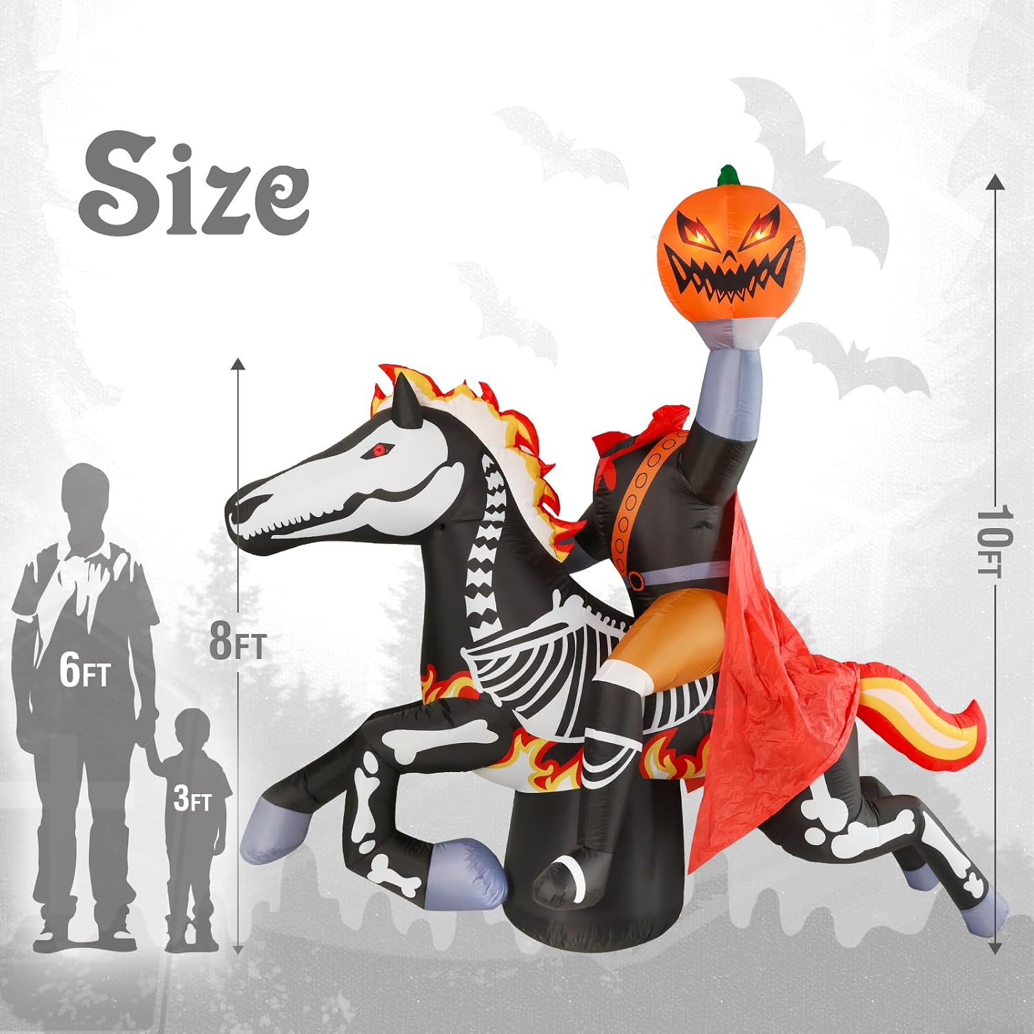 Detalle de WBHome Halloween Inflatable Headless Horseman, 9 Ft
