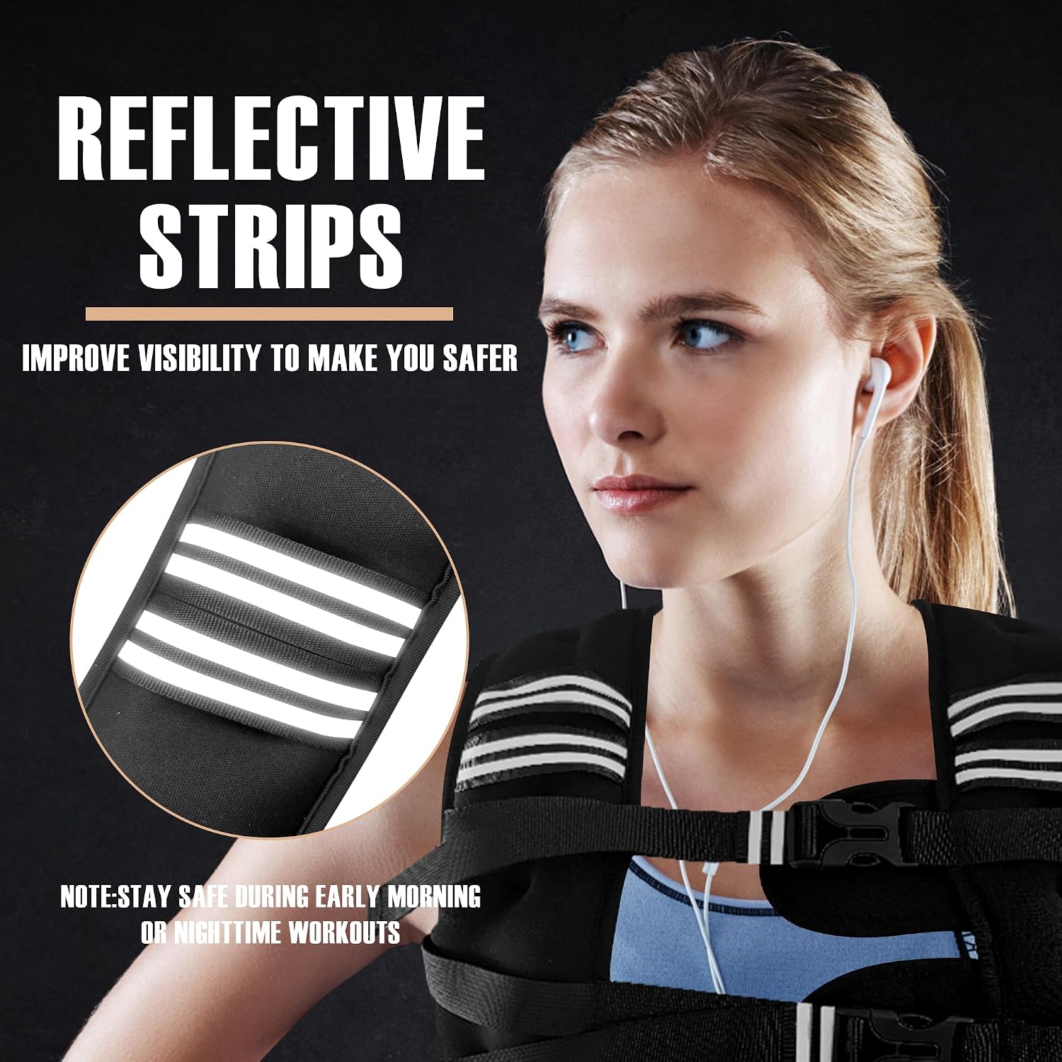 Thumbnail 2 de NATURELUX 25 lb Weighted Vest with Reflective Strips and Adjustable Fit