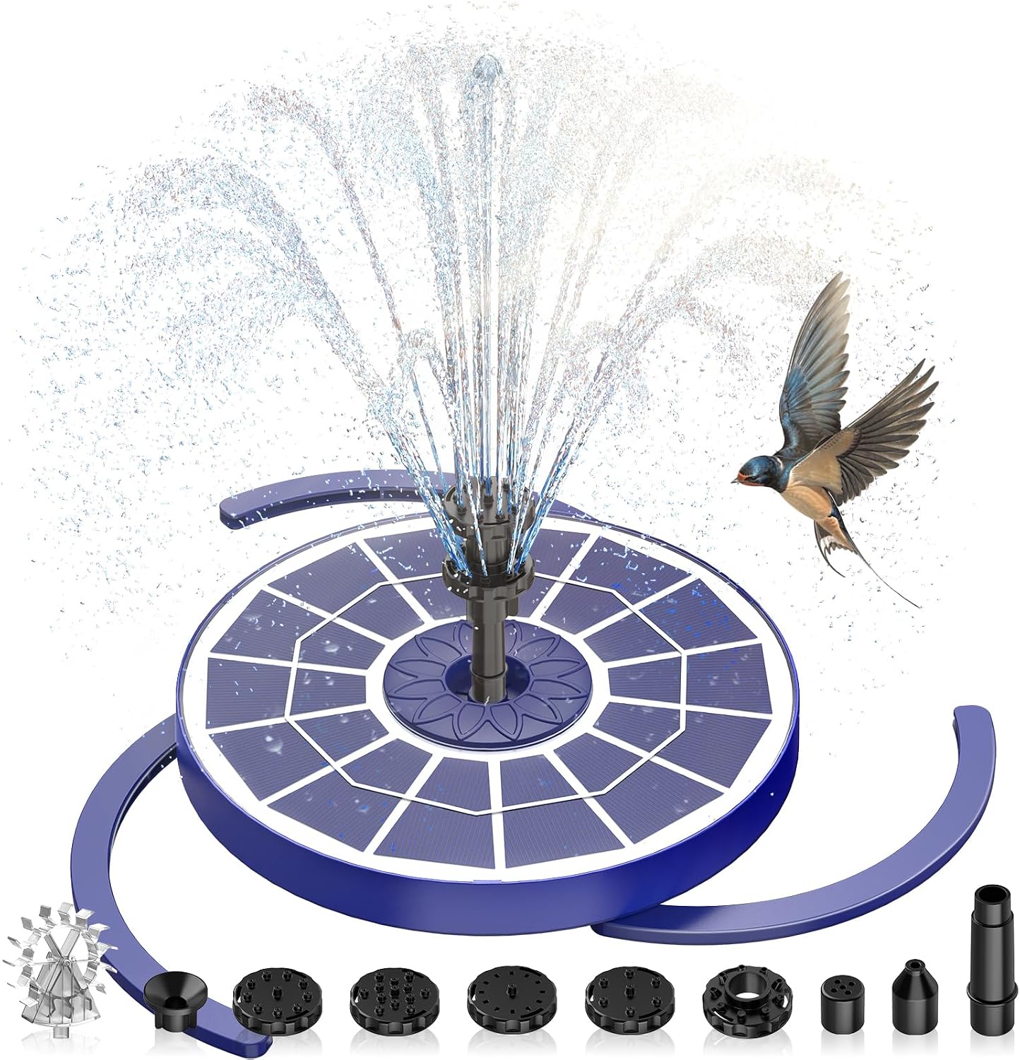 Detalle de AISITIN Solar Fountain with Various Spray Effects (3.5W, Glass Panel) for Garden, Pool, Pond