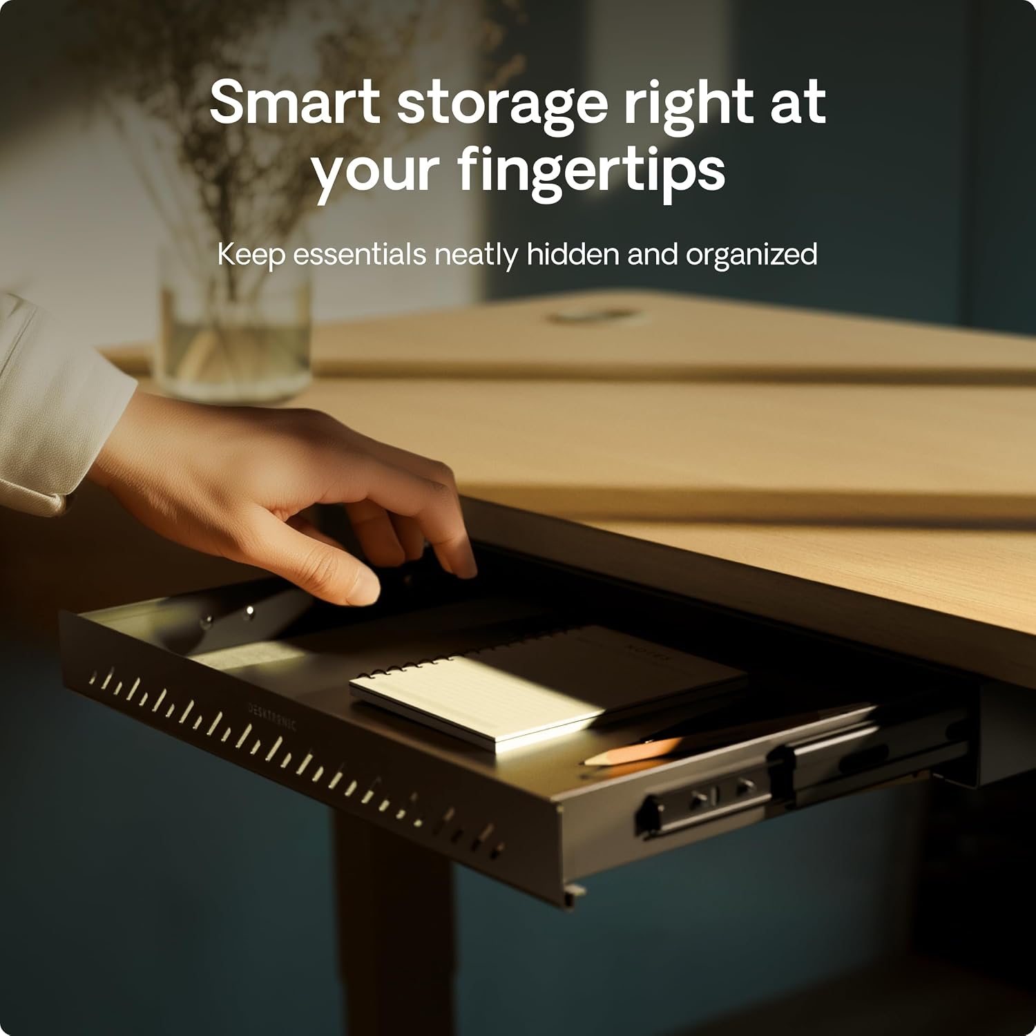 Detalle de Desktronic Hidden Organizer Under-Desk Storage Drawer (Light Green) for Office & Vanity Desks