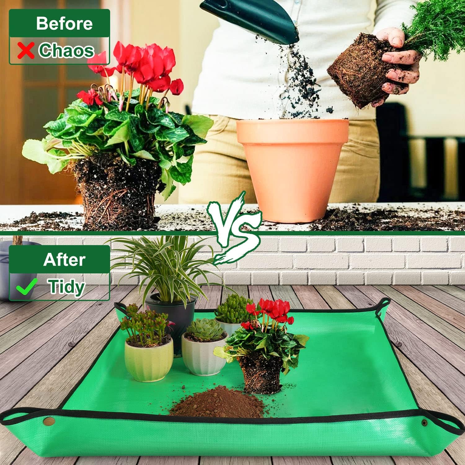 Detalle de HNXTYAOB PE-0068 Repotting Mat, 27" Waterproof Foldable Potting Tray