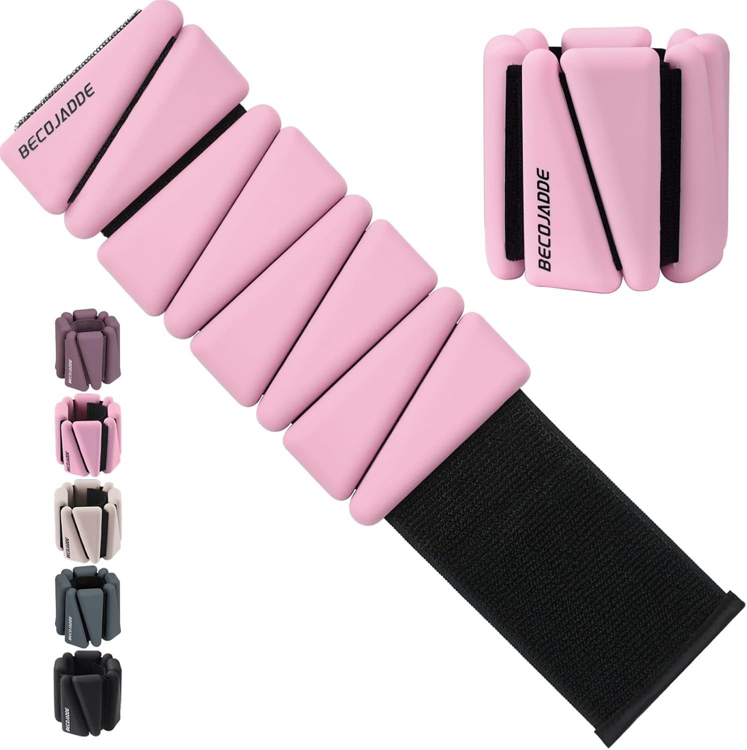 Detalle de BECOJADDE Adjustable Ankle and Wrist Weights, 4 lb Pair, Pink