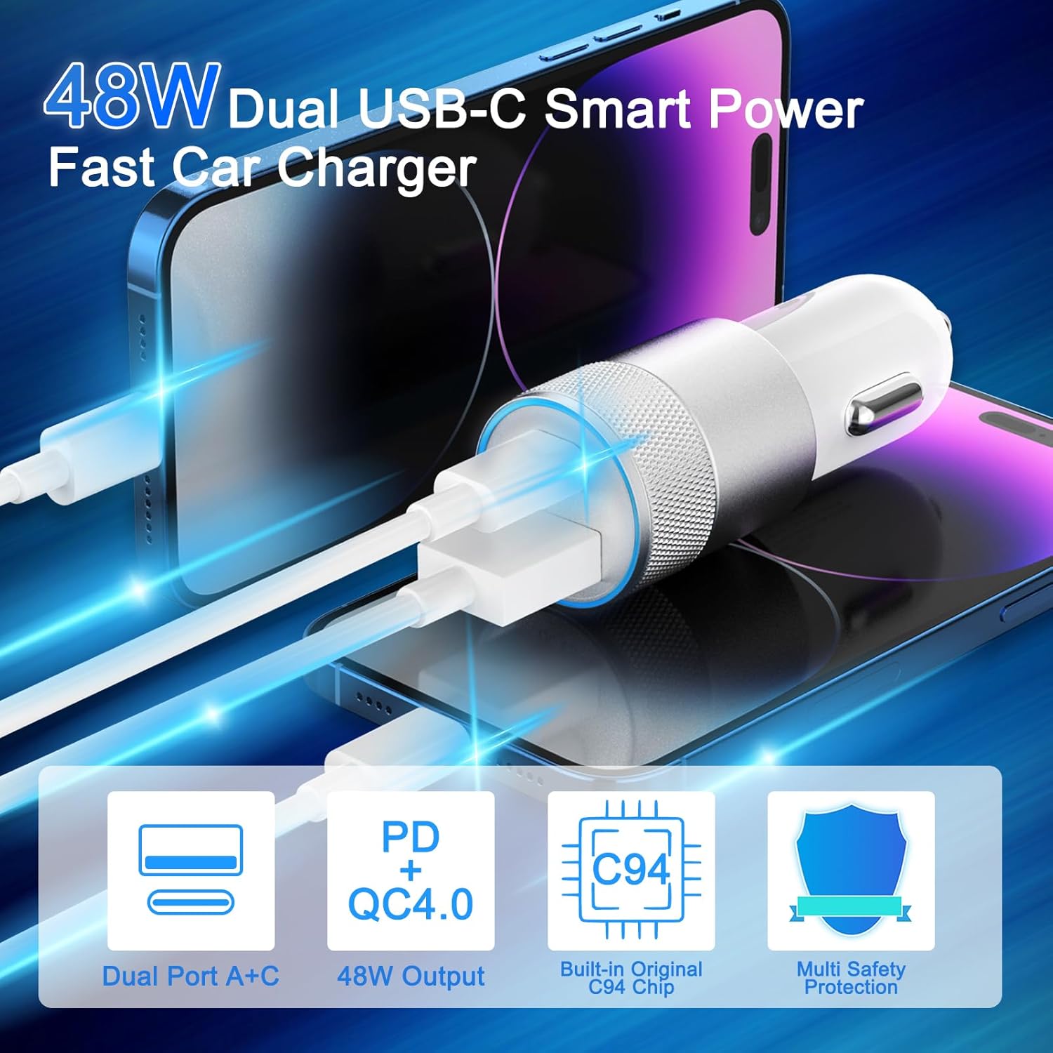 Thumbnail 1 de SANYEYE 48W car charger 2 port dual pack