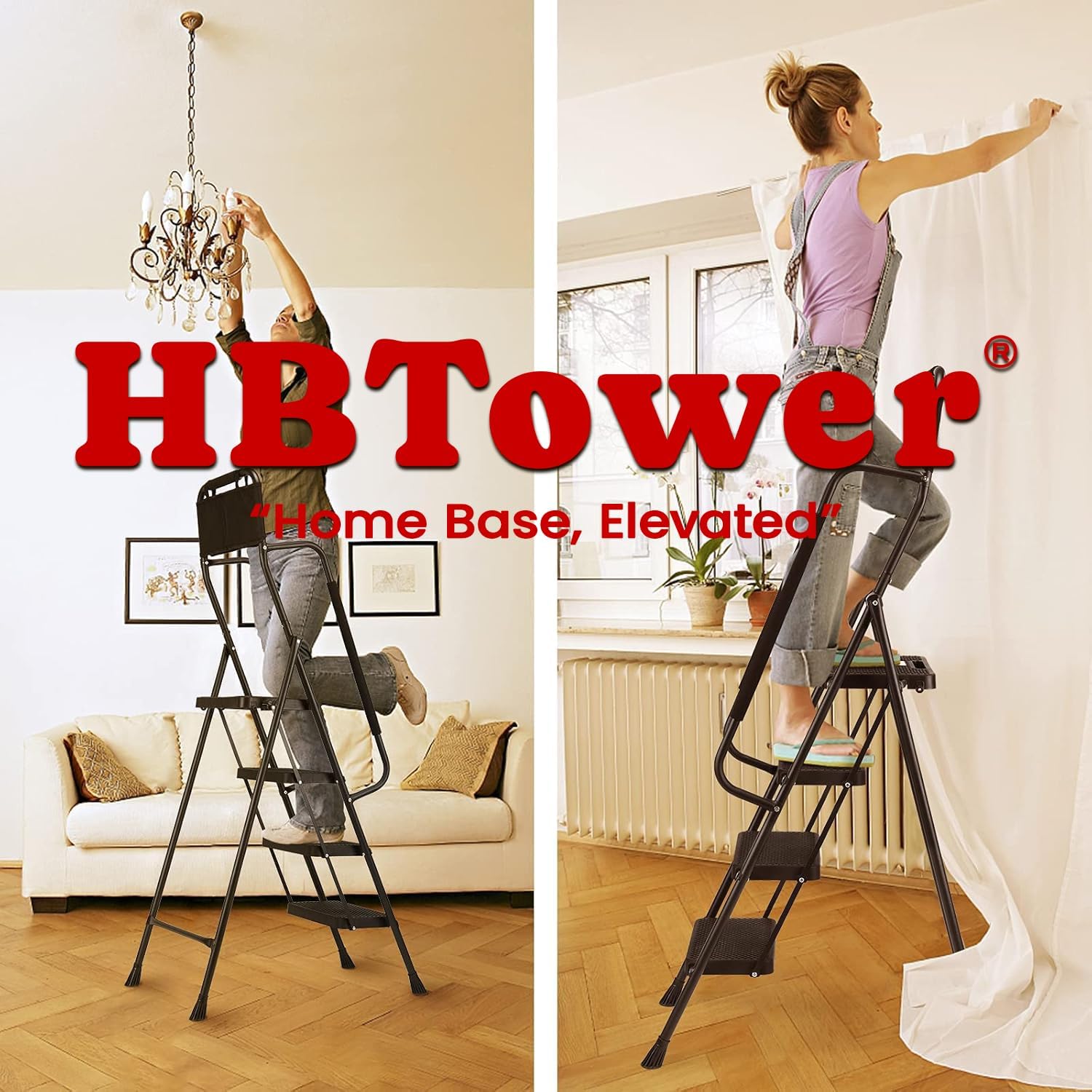Detalle de HBTower Step Ladder with Handrails, 4-Step