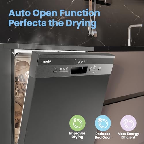 Detalle de COMFEE' Full Size Freestanding Dishwasher (14 Place Settings) in Black