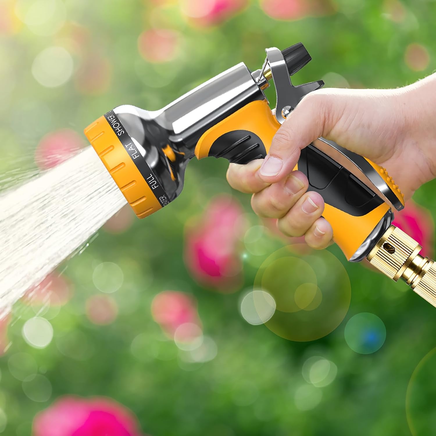Thumbnail 5 de Hose Pipe Spray Gun with 9 Adjustable Patterns – Upgraded Garden Hose Nozzle (Orange)