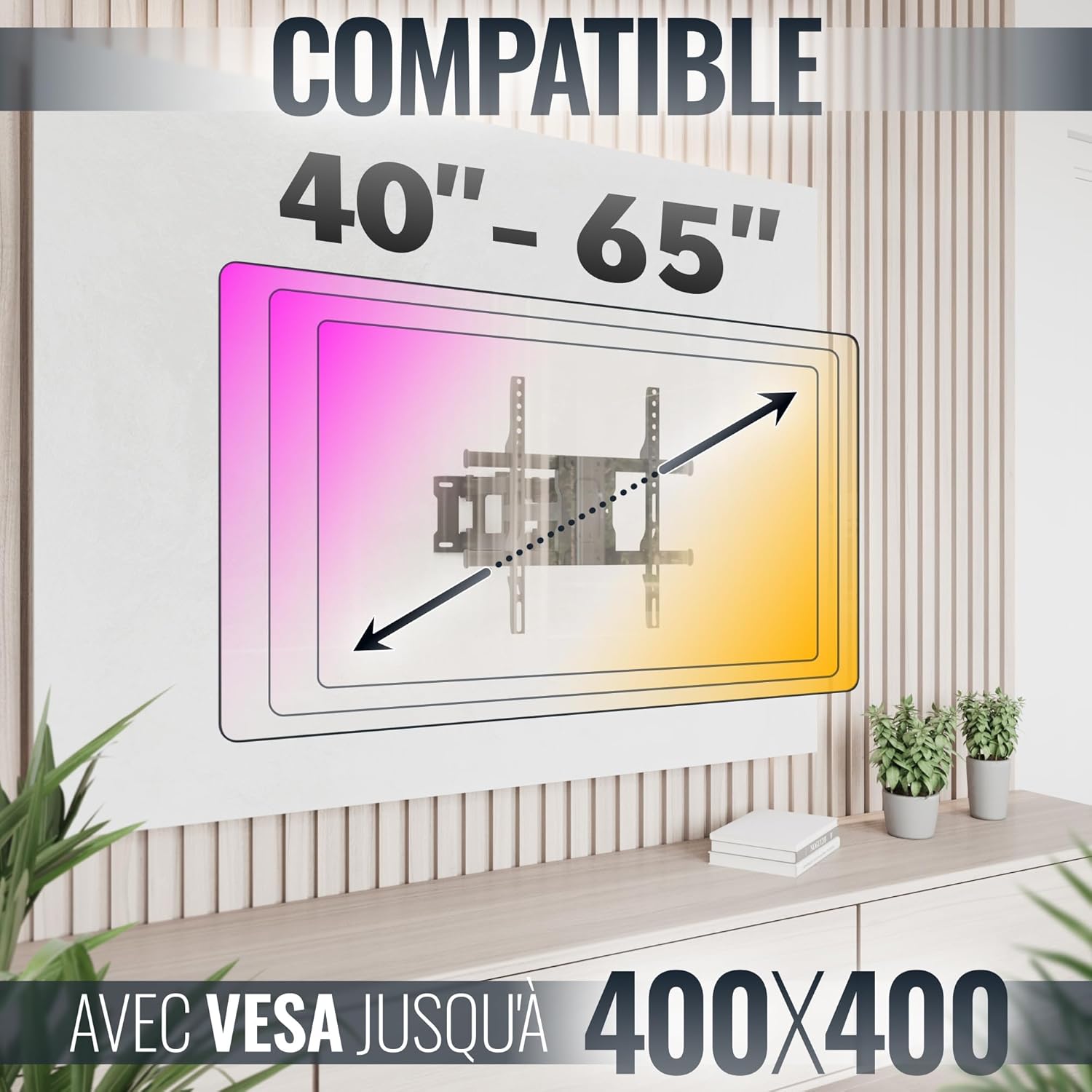 Thumbnail 3 de RICOO S7244 Support TV mural orientable 32-65