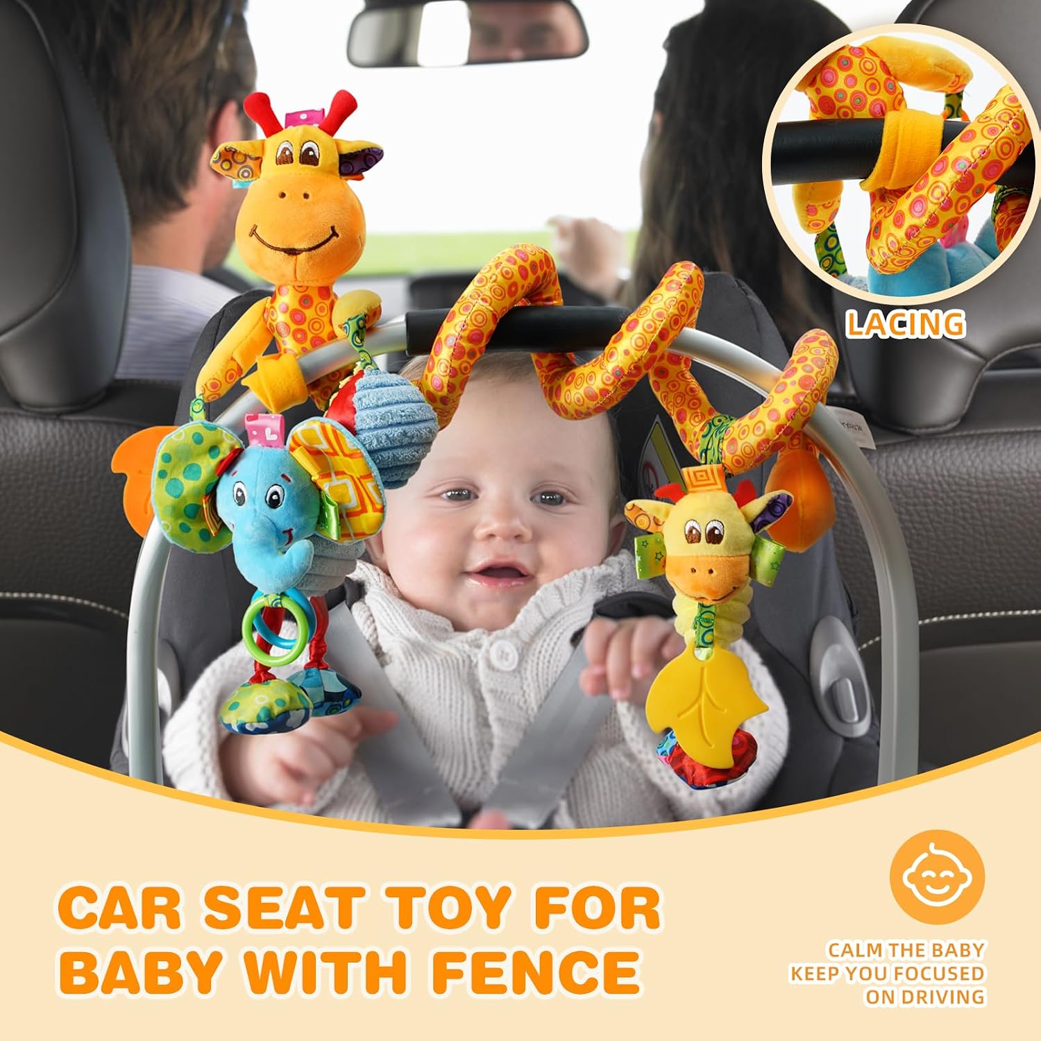 Thumbnail 1 de Jollybaby Crib Stroller Car Seat Toys (Spiral Hanging Sensory Toy with Music Box & Teether) for Baby 0–12 Months