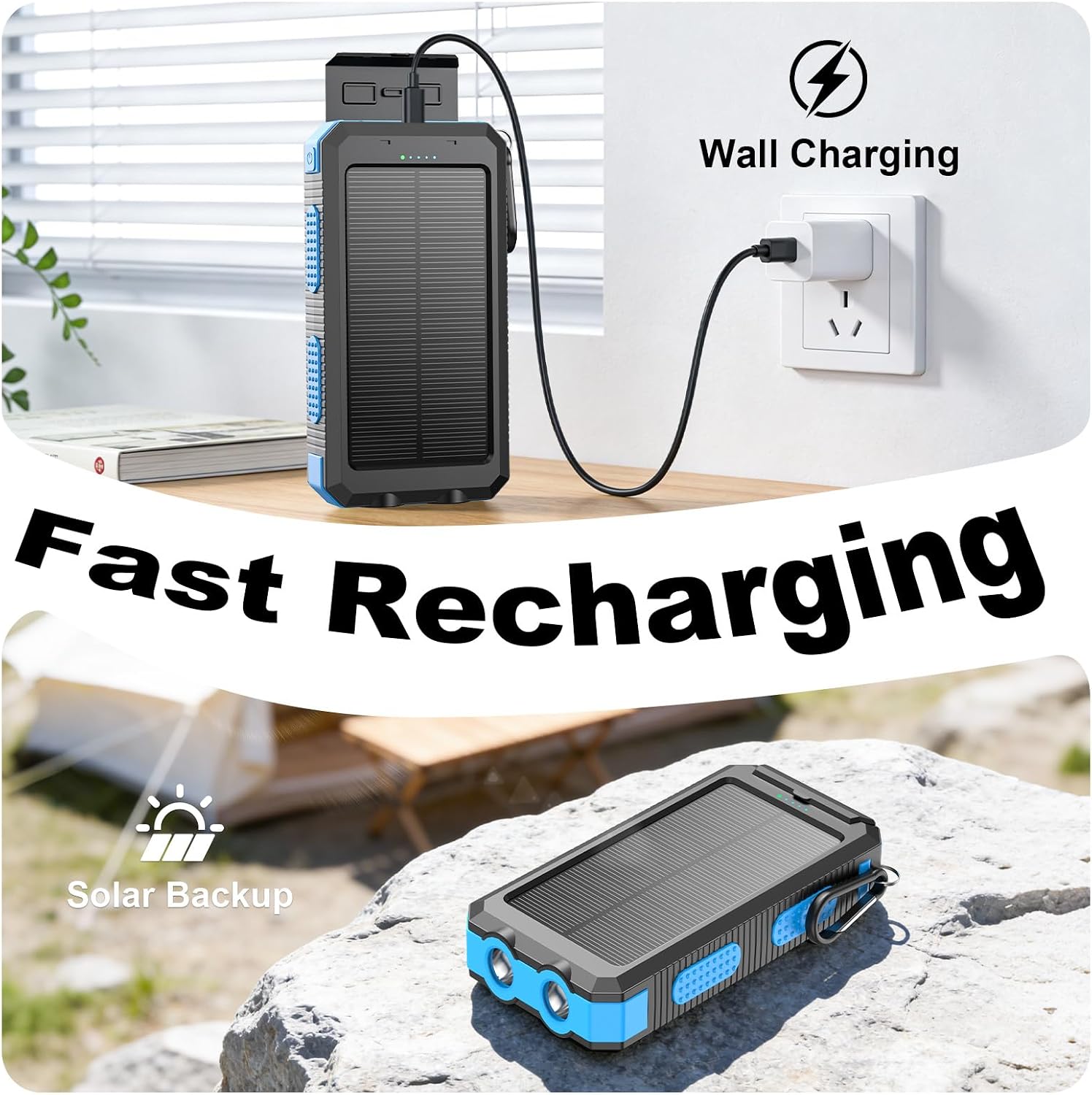 Detalle de YELOMIN PS35K 20,000mAh Solar Power Bank with 4 Built-In Cables