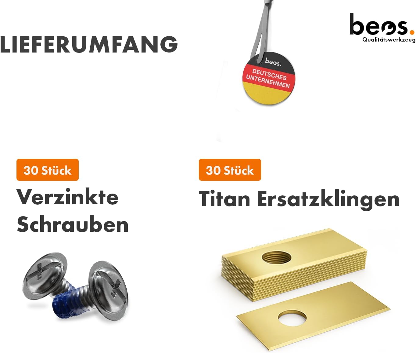 Thumbnail 2 de BEOS 30x Premium Titan Ersatzmesser & Schrauben – kompatibel mit Eufy Mährobotern