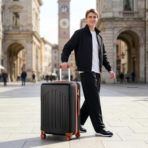 Detalle de LEADZM Maletas de Viaje Grandes 23 Kilos XL 75 cm – Negro/Marrón