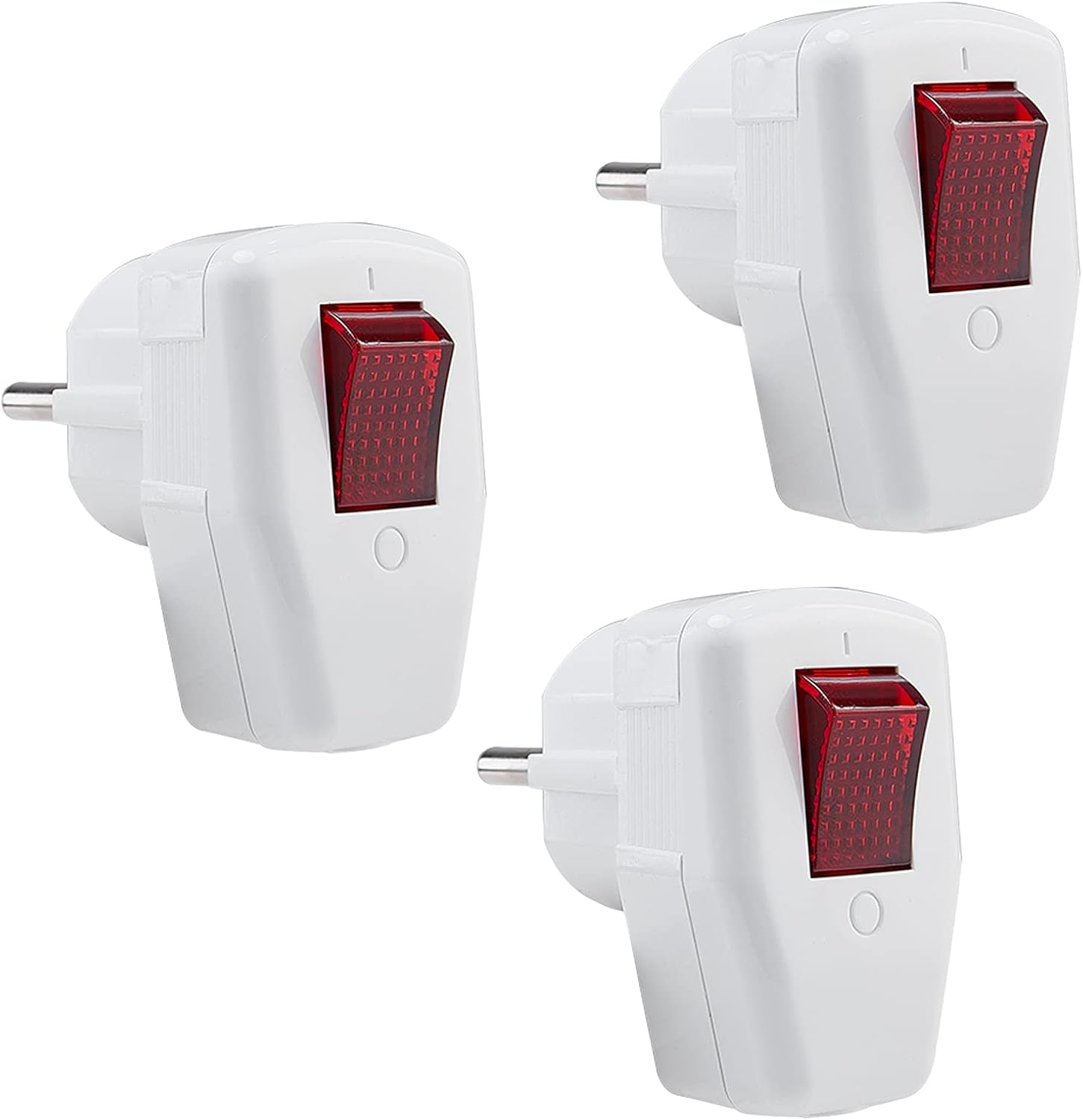 Detalle de HITRENDS Schuko-kontakt med strömbrytare, IP20, 250 V, 16 A, vit, 3-pack