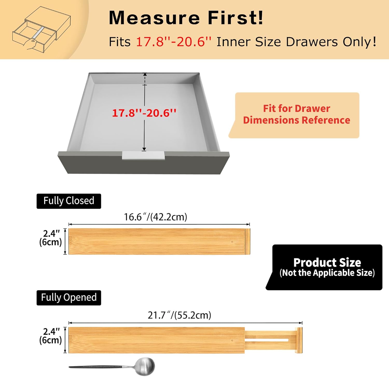 Thumbnail 1 de Utoplike Bamboo Drawer Dividers 4 pcs