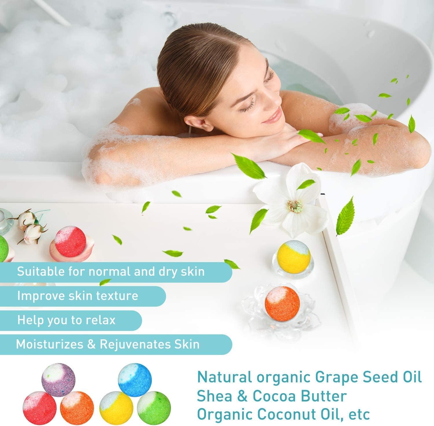 Detalle de PickMora 30 Pcs Bath Bomb Gift Set – Natural Organic Mini Bath Bombs (6 scents, 30 pieces)
