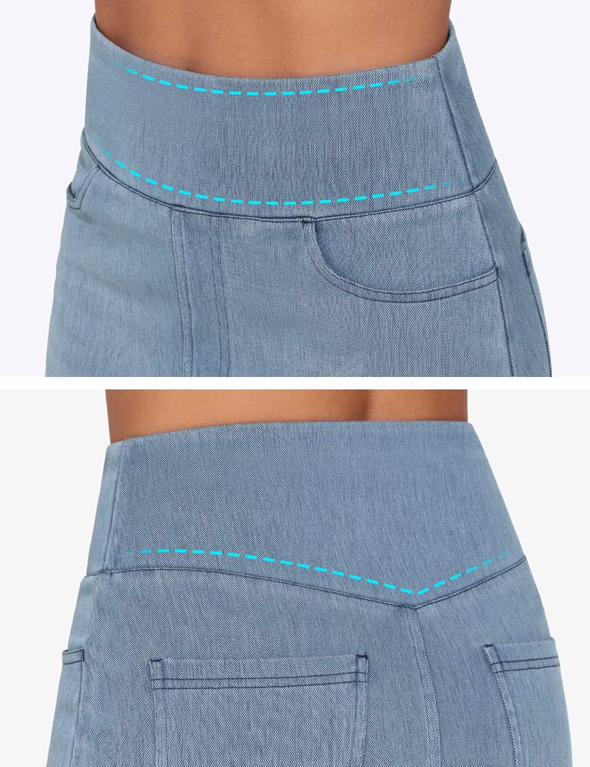 Thumbnail 3 de THE GYM PEOPLE Women's High-Waist Knee-Length Stretch Denim Skirt with Front Slit