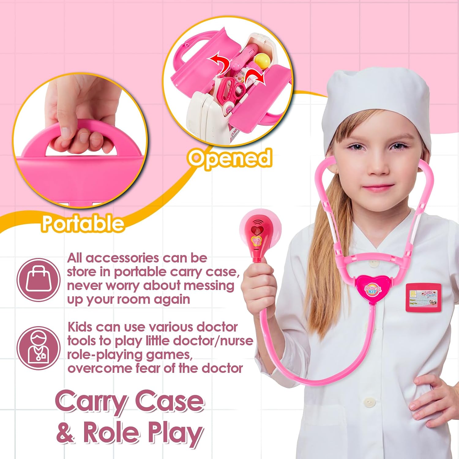 Thumbnail 3 de BUYGER Elektronisch Arztkoffer Rosa – Spielset für Kinder ab 3 Jahren