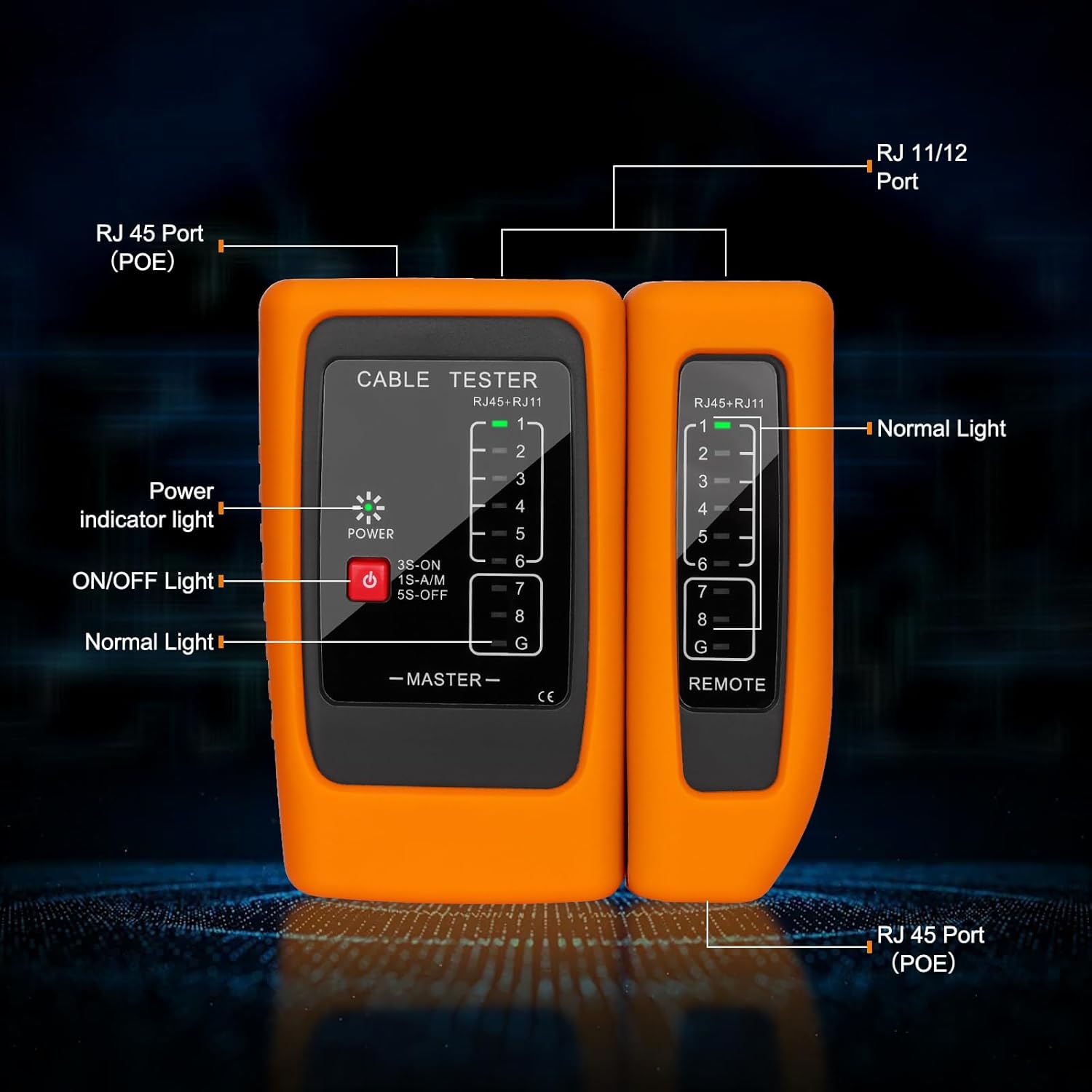 Thumbnail 2 de Hiija Netzwerkkabel-Tester RJ11/RJ45 & ISDN mit PoE (bis 300 m) für CAT6/7/8