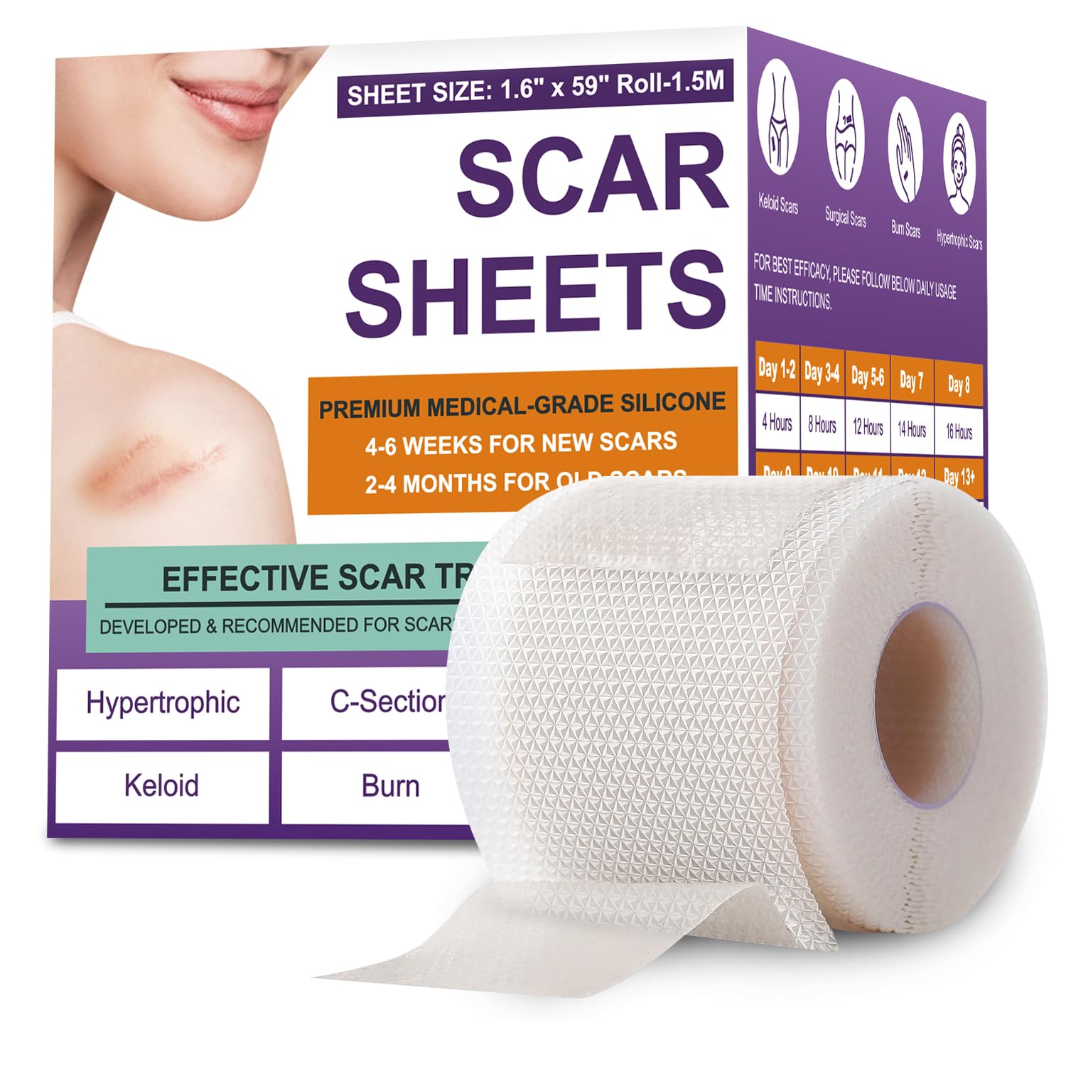 Detalle de PSECICI Silicone Scar Tape Roll, Medical-Grade Silicone, 1.6" x 59
