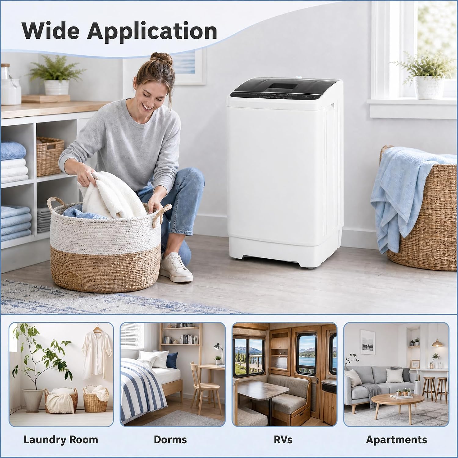 Thumbnail 1 de COSTWAY Portable Washing Machine, 7.7 lb Full-Automatic Top-Load Washer