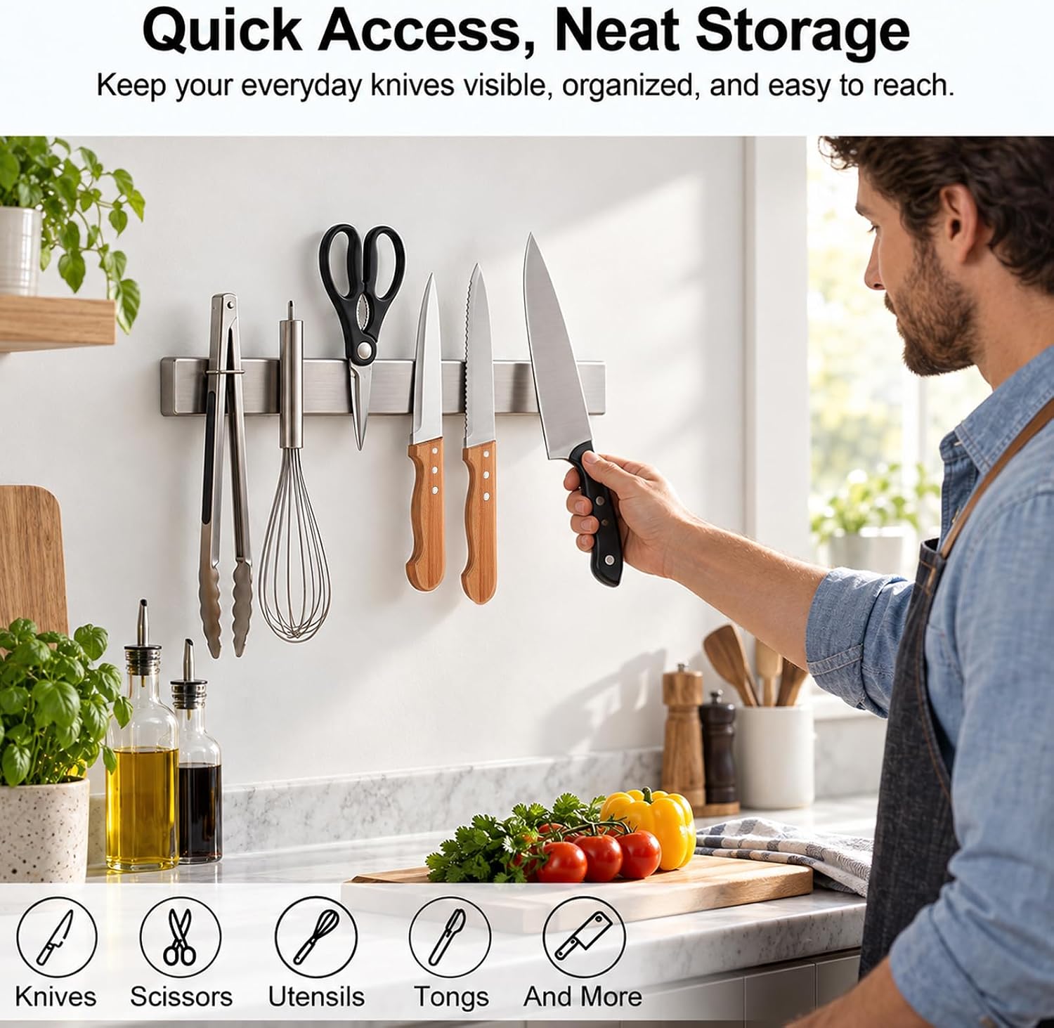 Thumbnail 6 de Ninonly CXDJ-16-TO 16-Inch Magnetic Knife Strip, Stainless Steel