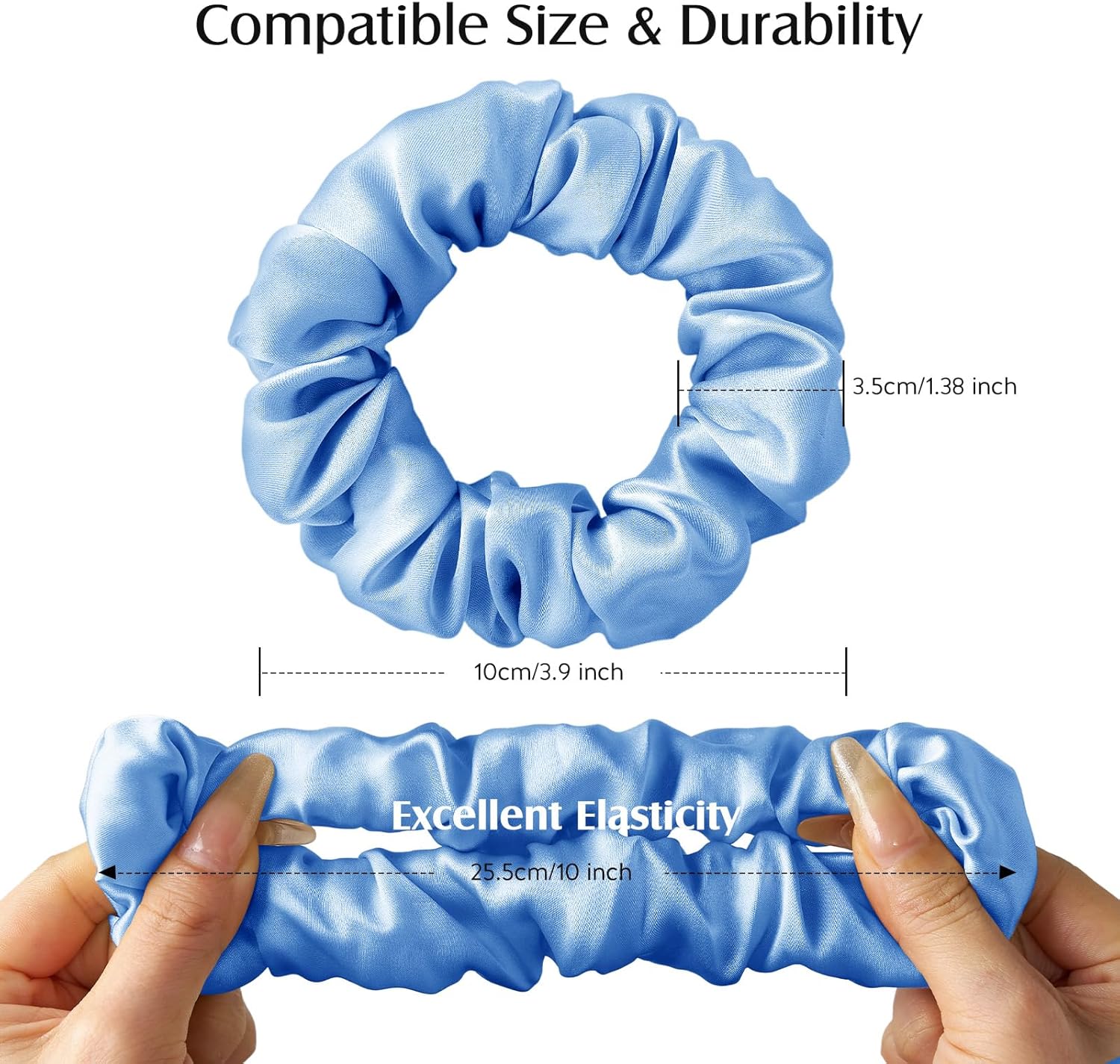 Detalle de Umisleep: Set di 3 scrunchies in seta 100% per capelli morbidi e senza pieghe