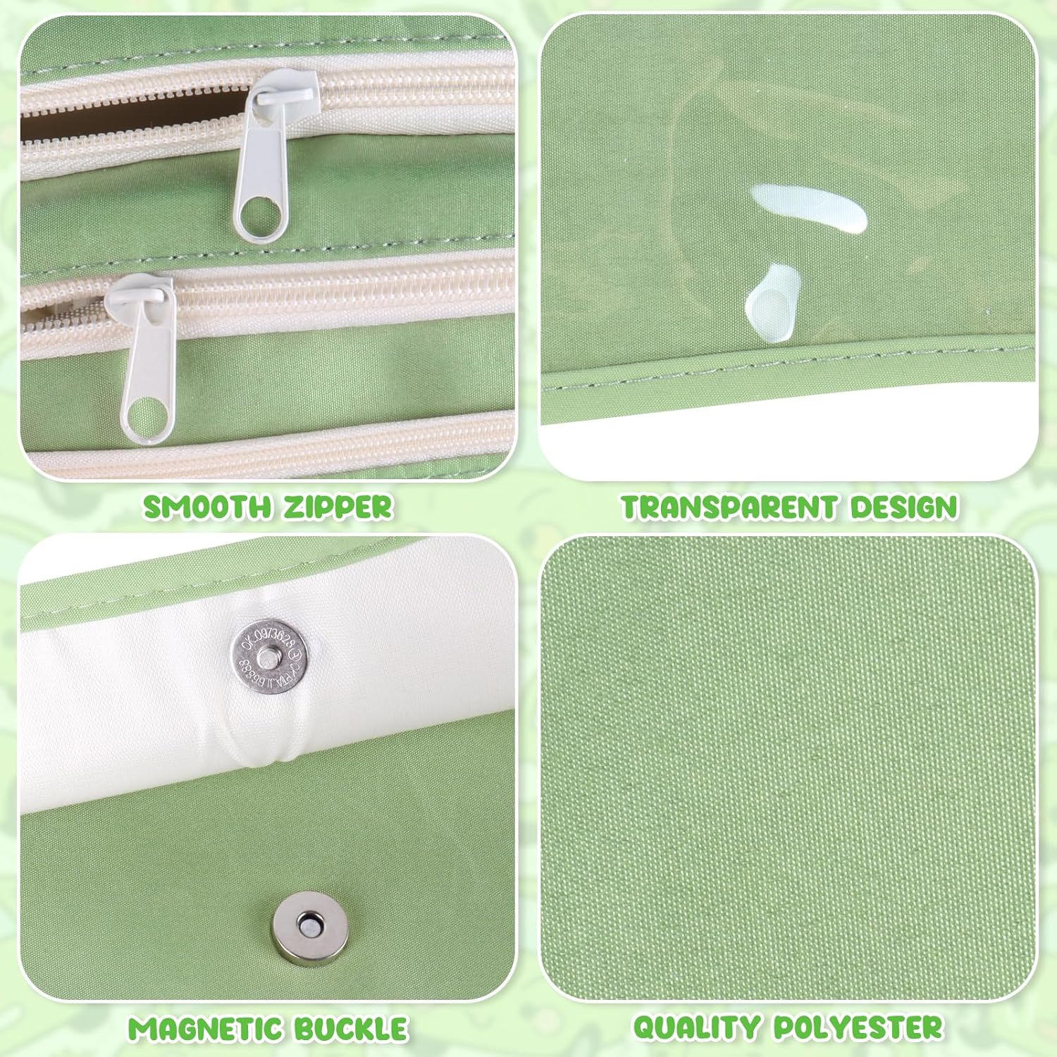 Detalle de hoinya Pencil Case, Large Capacity 8-Compartment Green Pencil Case for School & Office