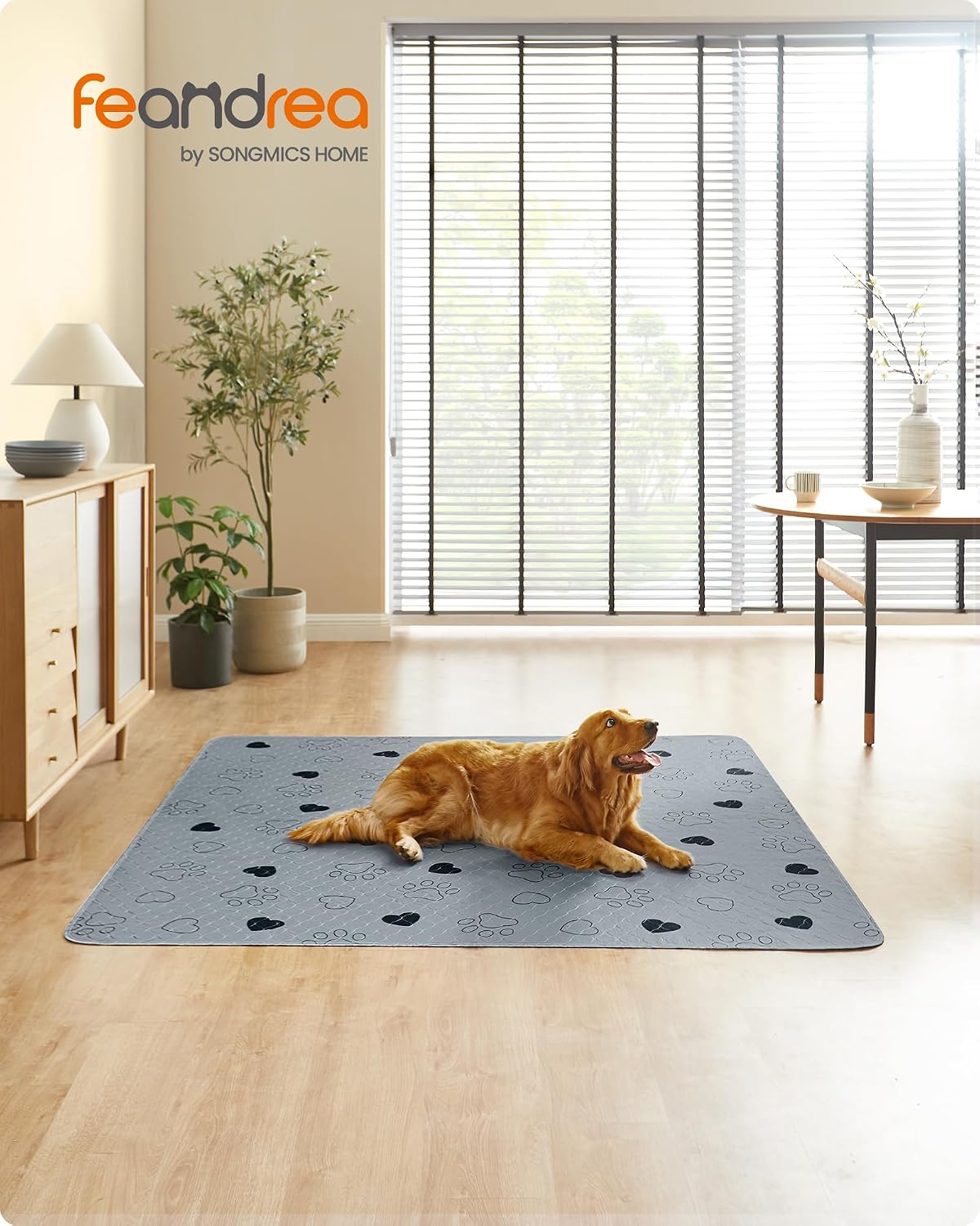 Detalle de Feandrea Tappeti Lavabili per Cani 183 x 183 cm Tappi XXXL - Set di 2, a Prova di Perdite, Antiscivolo, alta assorbenza