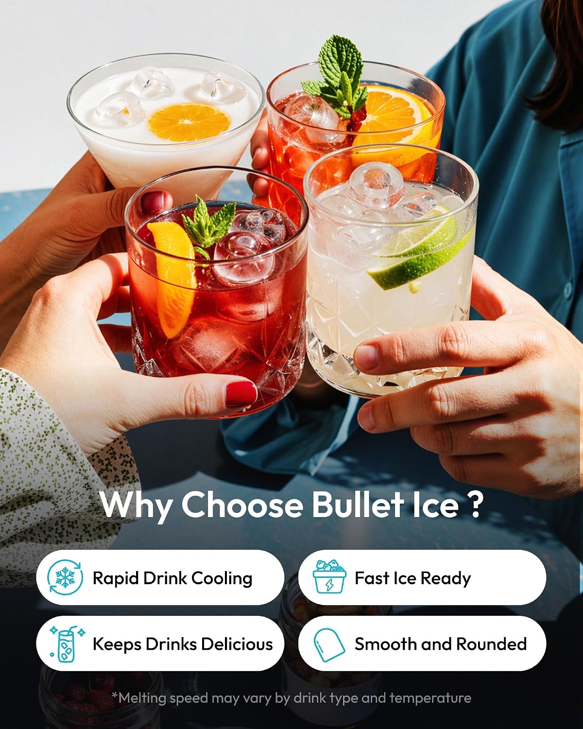 Detalle de EUHOMY IM008-B Countertop Ice Maker, Two Bullet Ice Sizes, Self-Cleaning