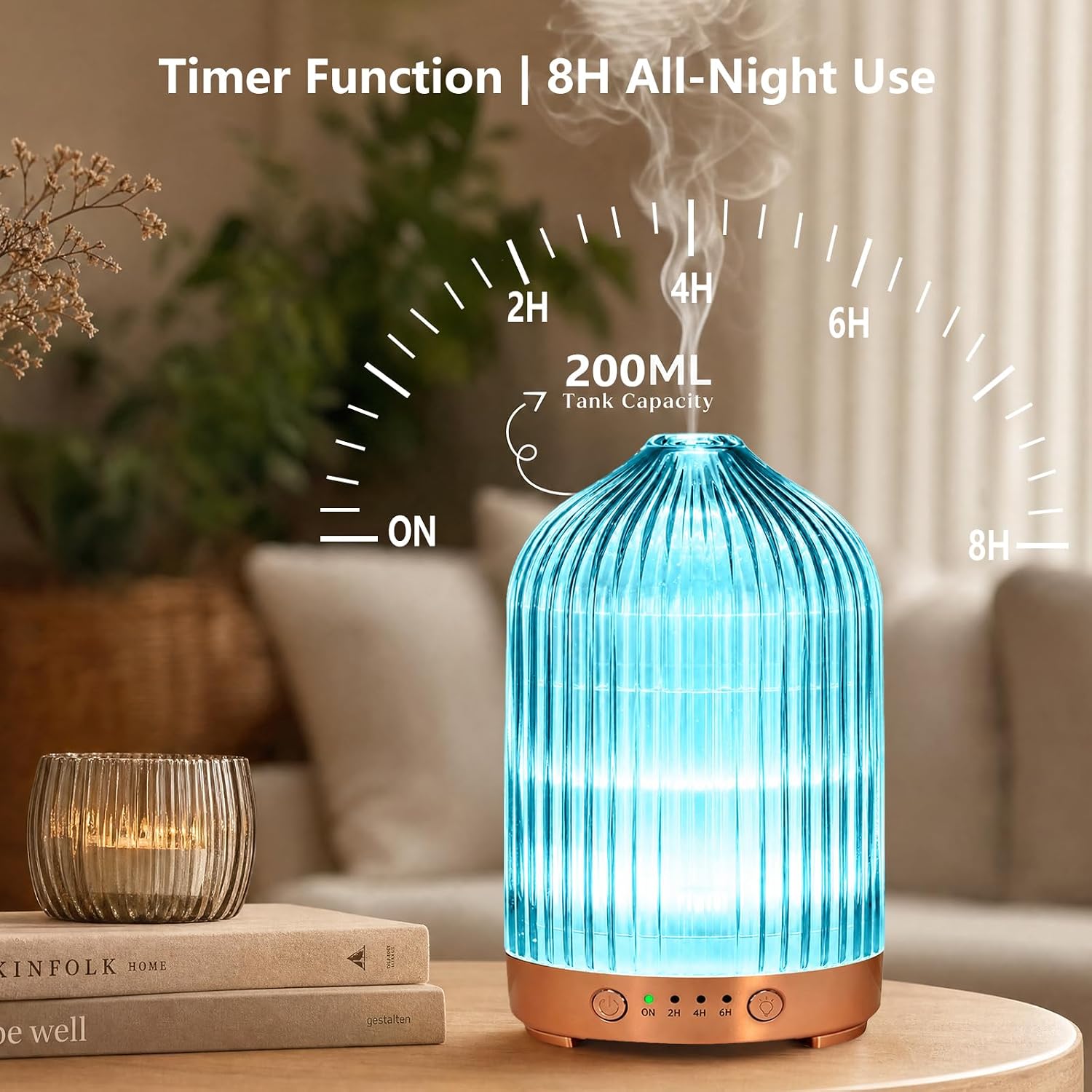 Thumbnail 4 de Essential Oil Diffuser Glass Electric Aromatherapy Diffuser with 200ml Tank