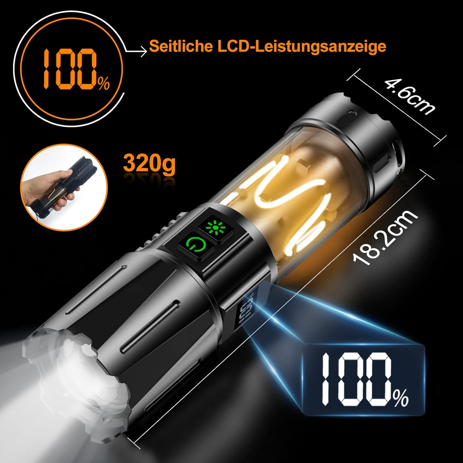 Thumbnail 6 de Relybo SHC228: Torcia Led Professionale da Esterni con Display LCD e Alimentazione USB-C