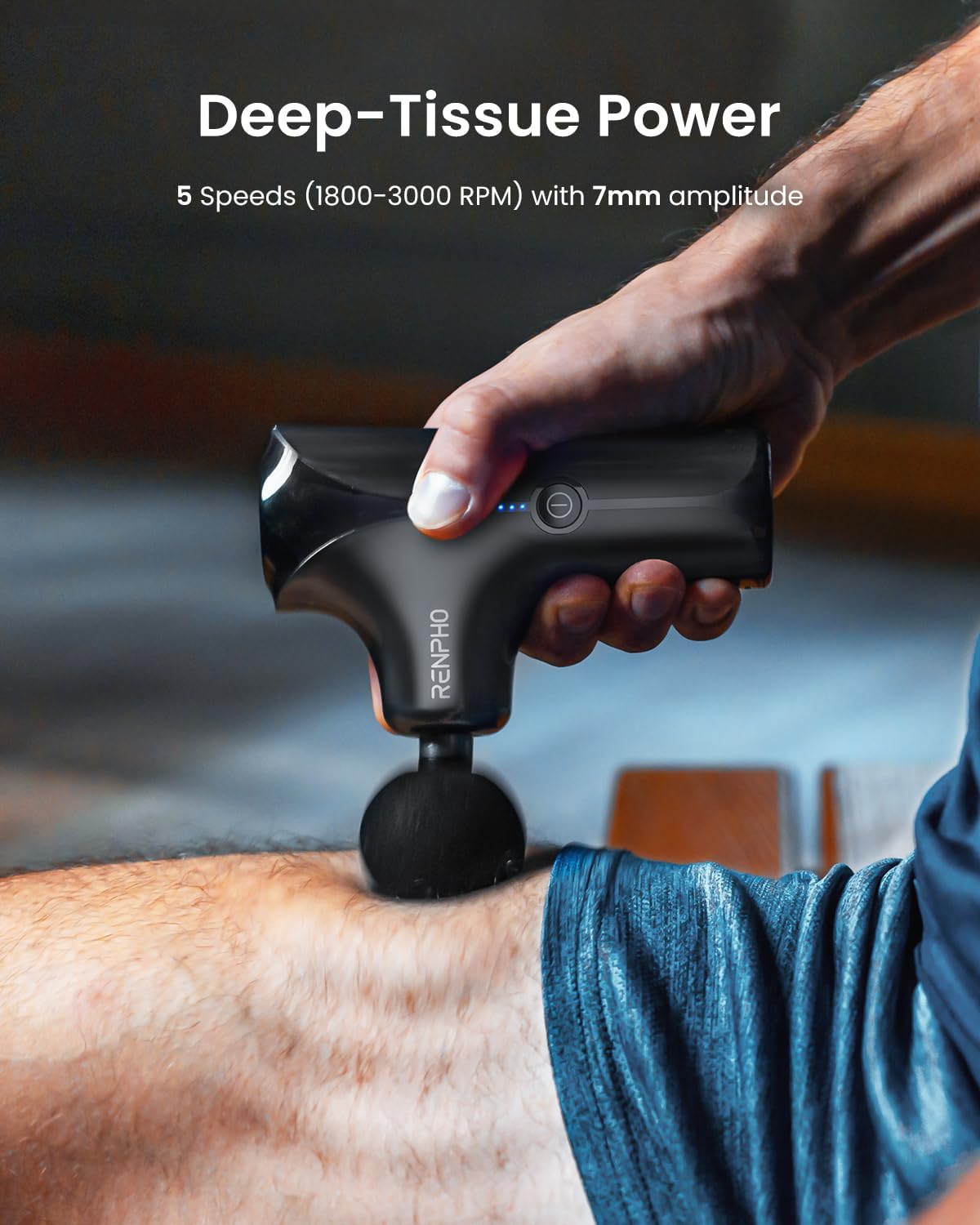 Detalle 2 de RENPHO Mini Thermacool Massage Gun with Heat and Cold, 4 Heads, 5 Speeds