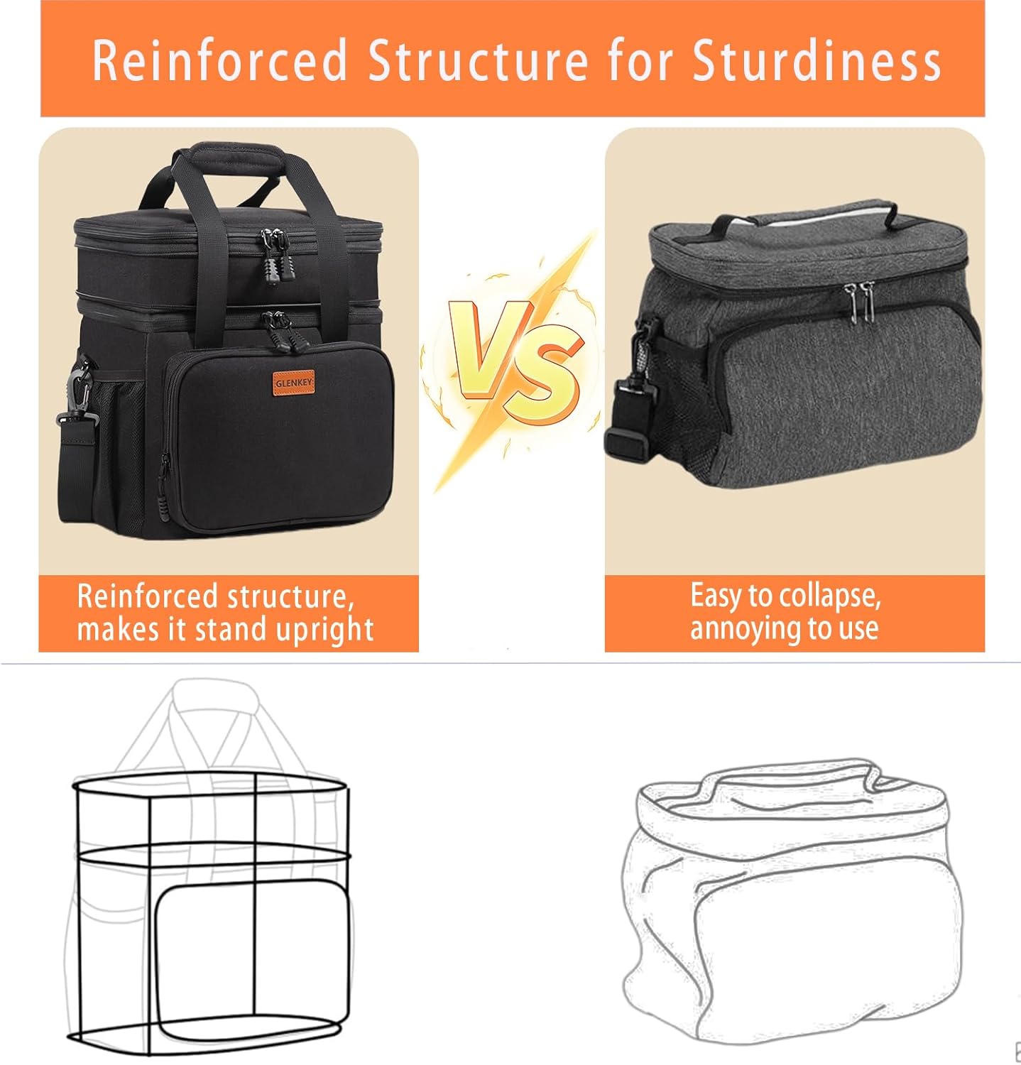 Thumbnail 3 de GLENKEY Expandable Insulated Lunch Box 20-can