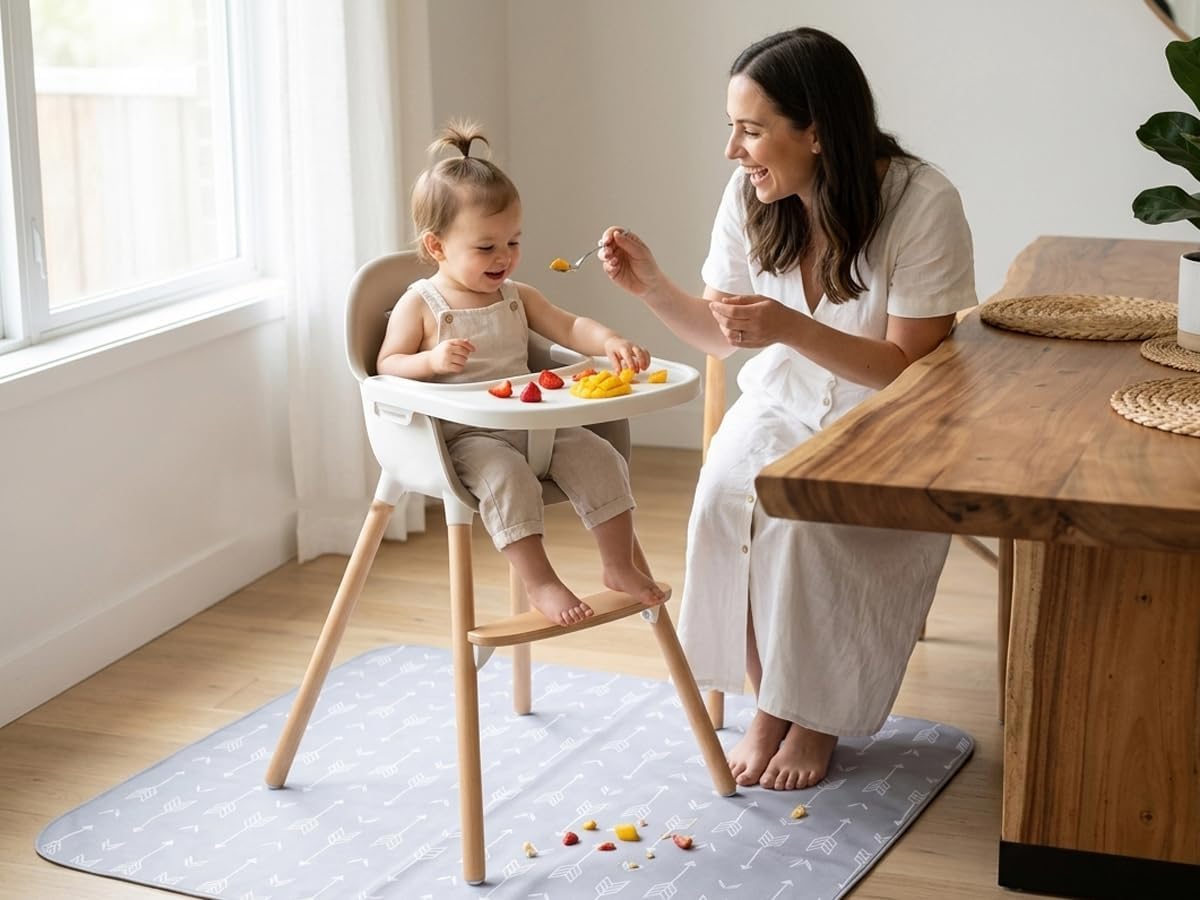Thumbnail 5 de WOMUMON Baby Splat Mat 130x130cm – Waterproof, non-slip, washable under high chairs