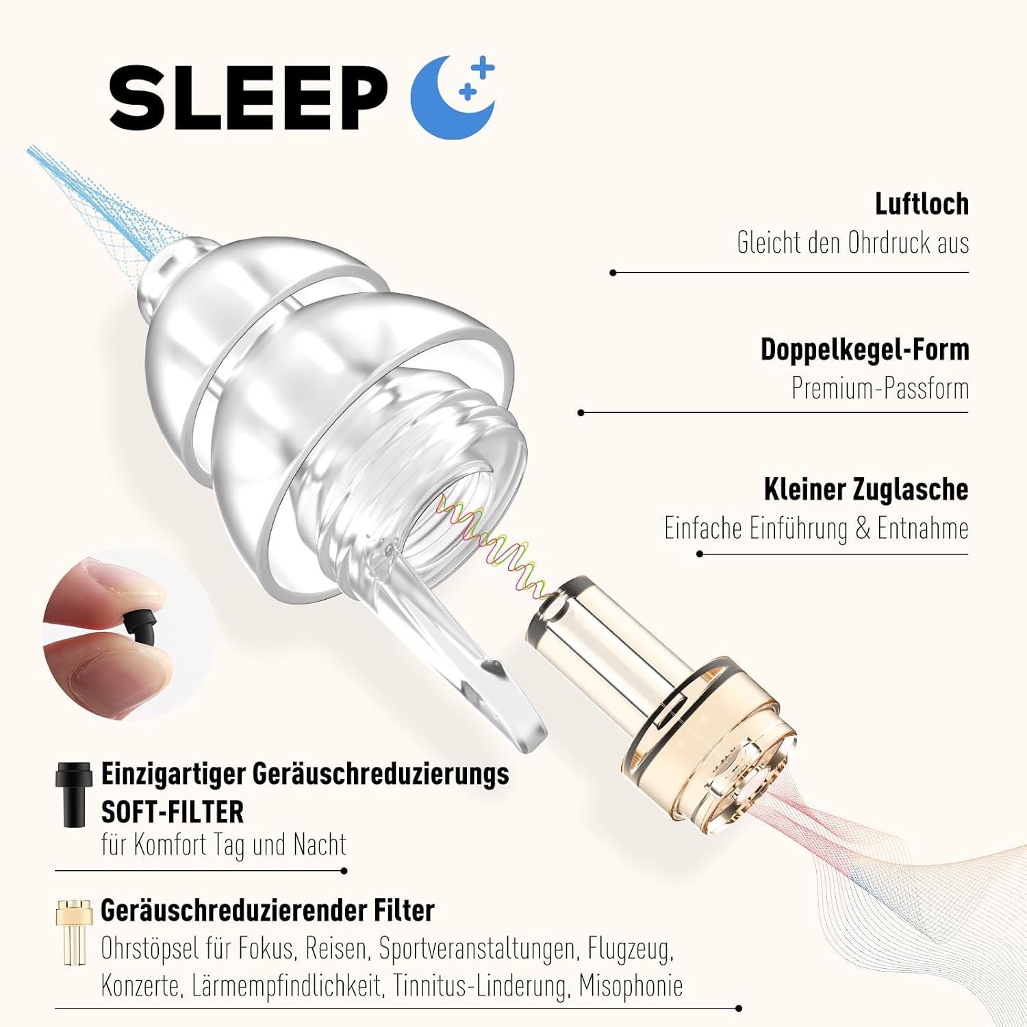Detalle 2 de Naiicute Ohrstöpsel zum Schlafen 31 dB