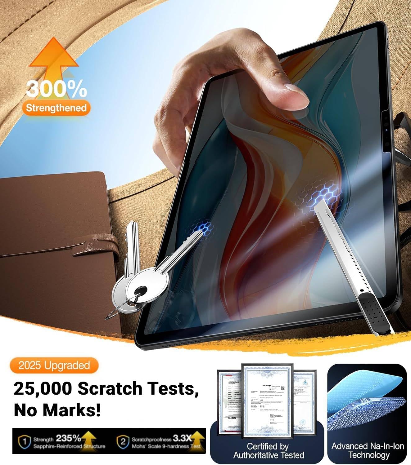 Detalle de UltraGlass iPad Air 11 Inch 9H+ Tempered Glass Screen Protector, Full Coverage