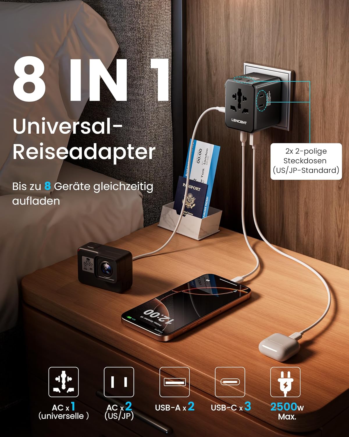Thumbnail 3 de LENCENT Reiseadapter PD 45 W 163 g