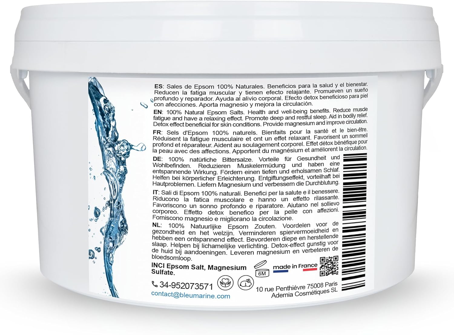 Thumbnail 1 de bleu & marine Bretania Magnésium Organique, Sel d’Epsom pour bain et pieds (500 g) – détox, récupération et relaxation
