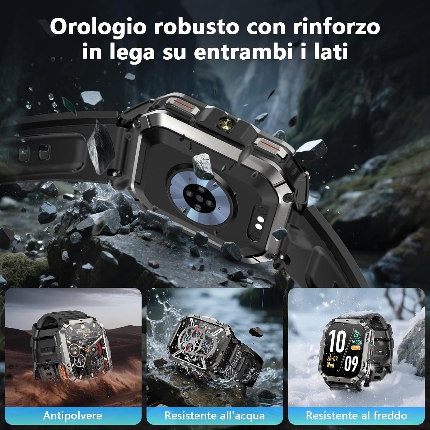 Detalle 2 de Blackview Smartwatch Uomo W70Pro: chiamate Bluetooth, fitness e bussola con display 2.01" militare