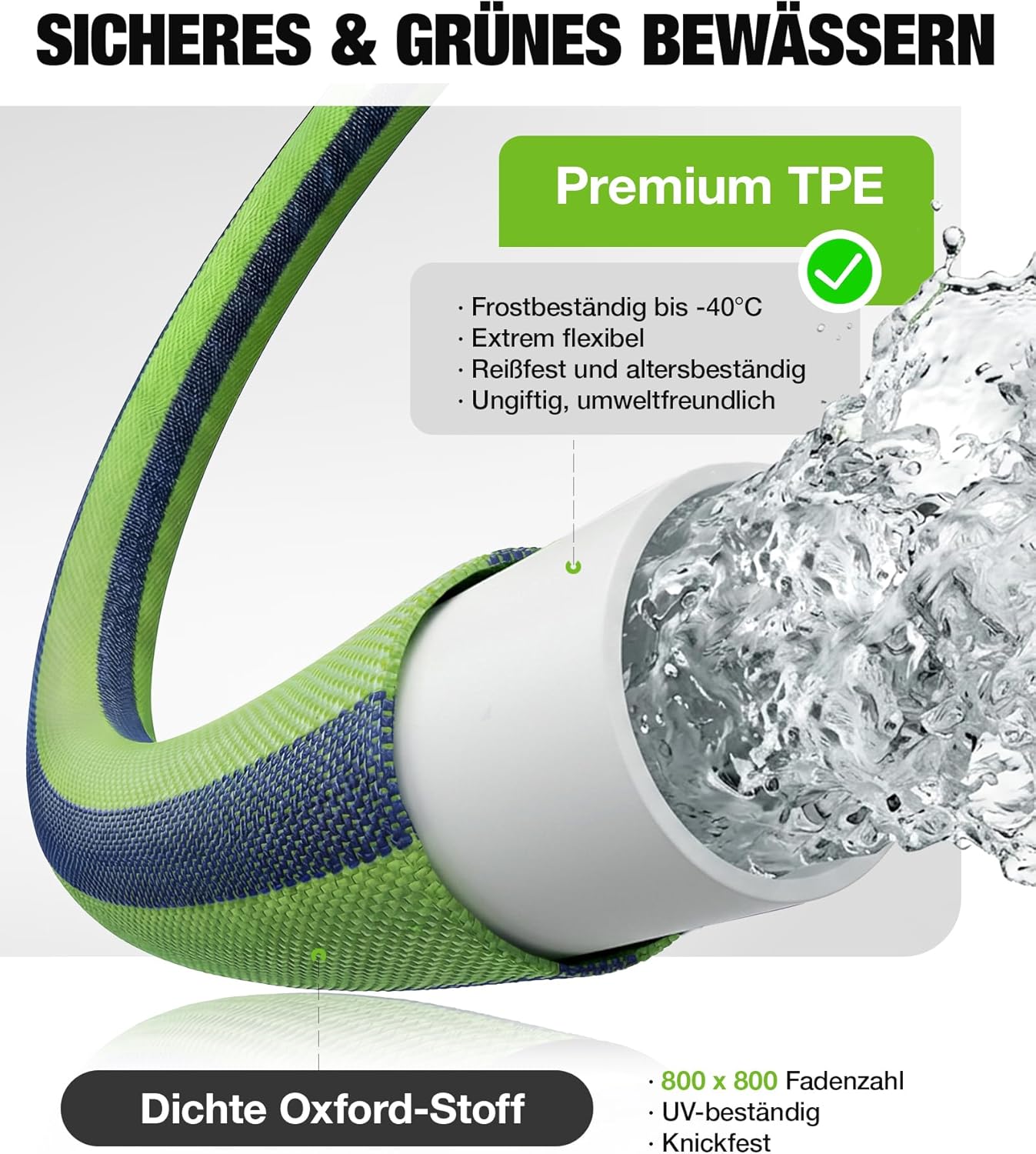 Thumbnail 2 de RAINPOINT Flexibler Gartenschlauch 7,5 m – ultraleicht, knickfrei & mit 10-Funktionen-Gartenbrause