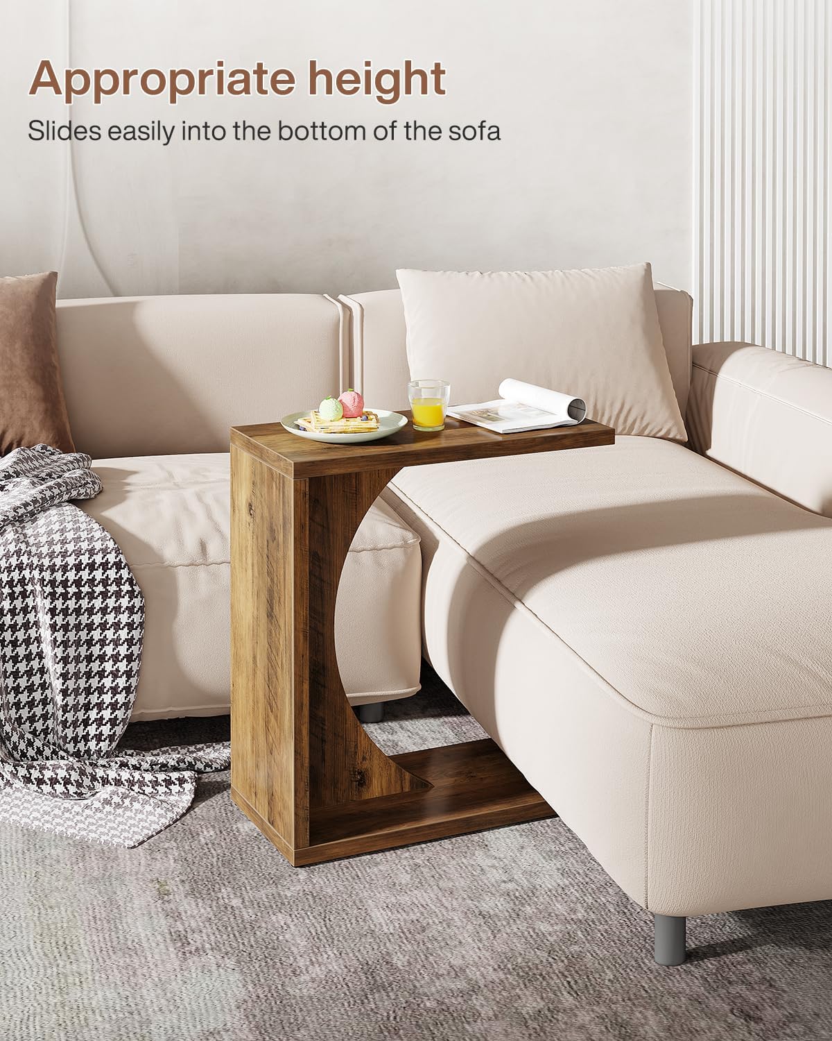 Detalle 2 de Tribesigns RY0138RY0202 C-Shaped End Table, Rustic Brown Engineered Wood