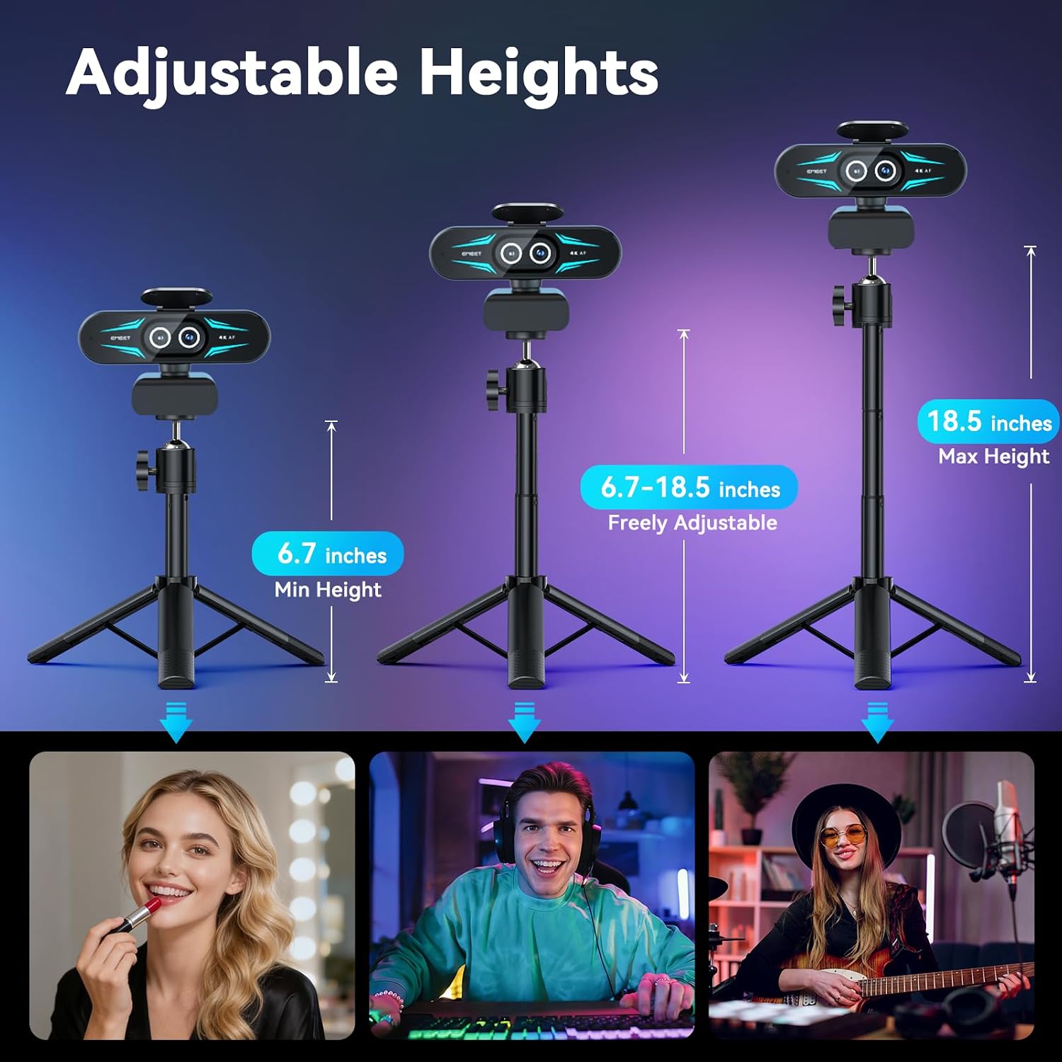 Thumbnail 2 de EMEET C60E Dual E3402 4K Dual-Camera Webcam with Tripod and 11x Zoom
