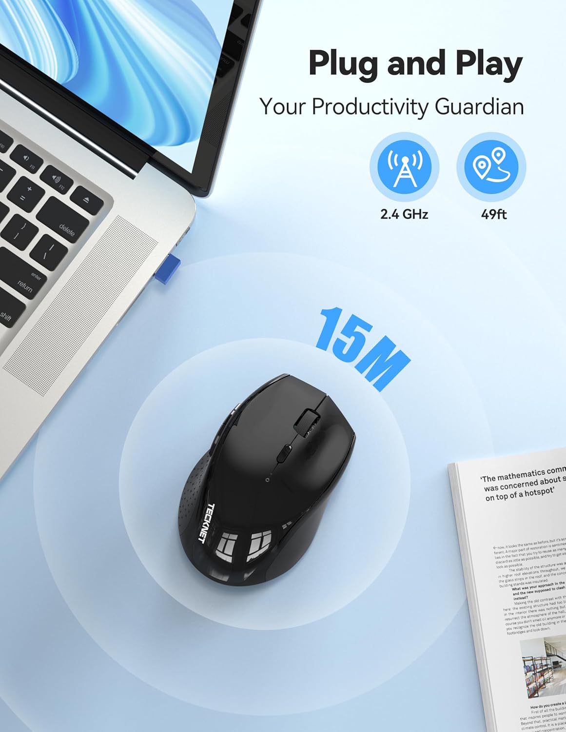 Thumbnail 4 de TECKNET PRO Rechargeable Wireless Mouse 6400 DPI