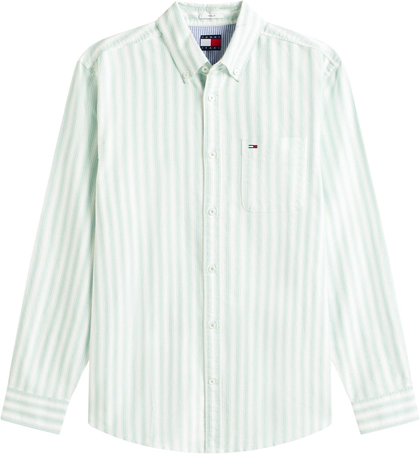 Detalle de Tommy Jeans Tjm Reg Stripe Oxford Shirt, camicia a righe in stile Oxford da uomo